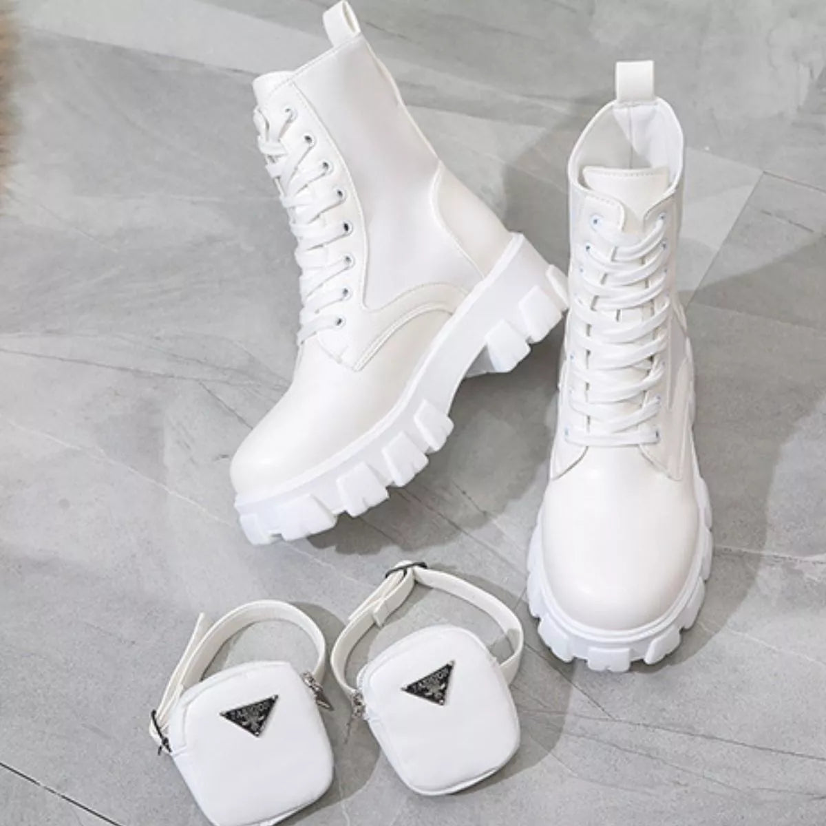 Lace Up Platform Ankle Boots - SuzRevera