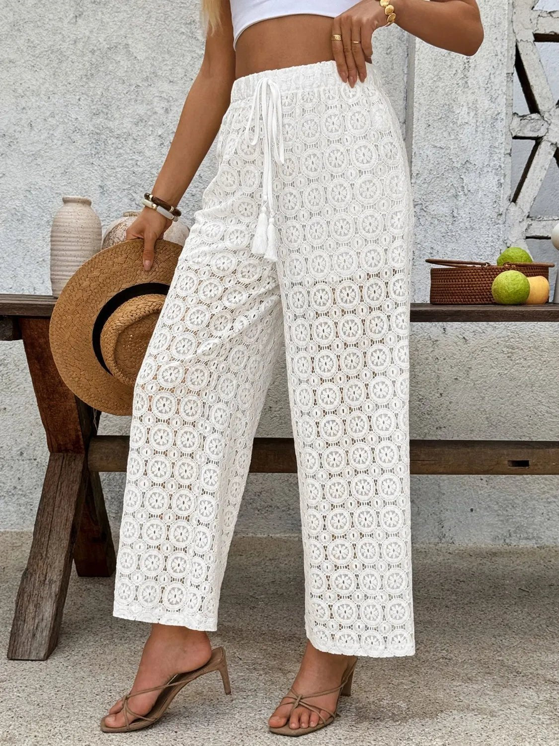 Lace Wide Leg Pants - SuzRevera