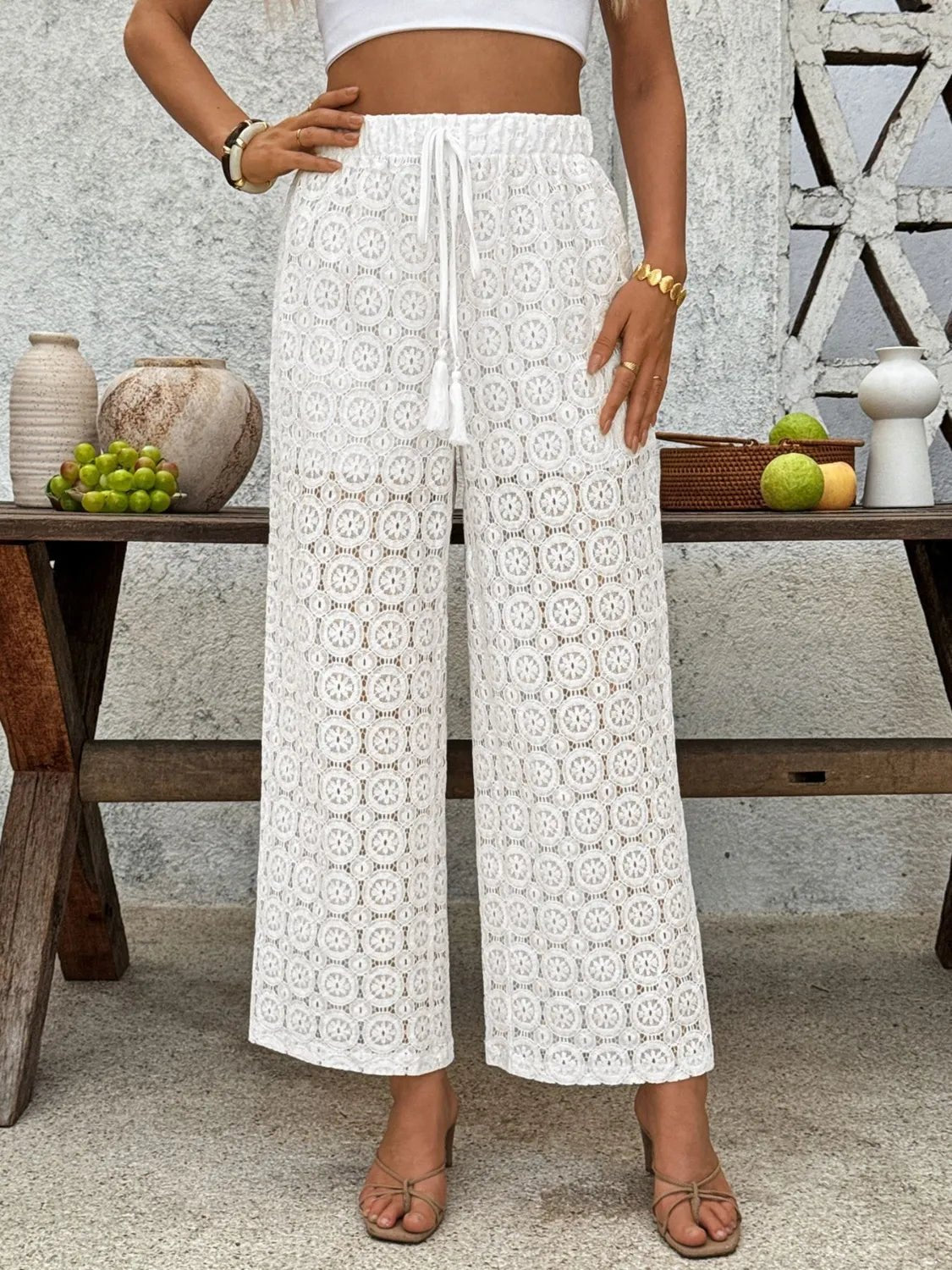 Lace Wide Leg Pants - SuzRevera