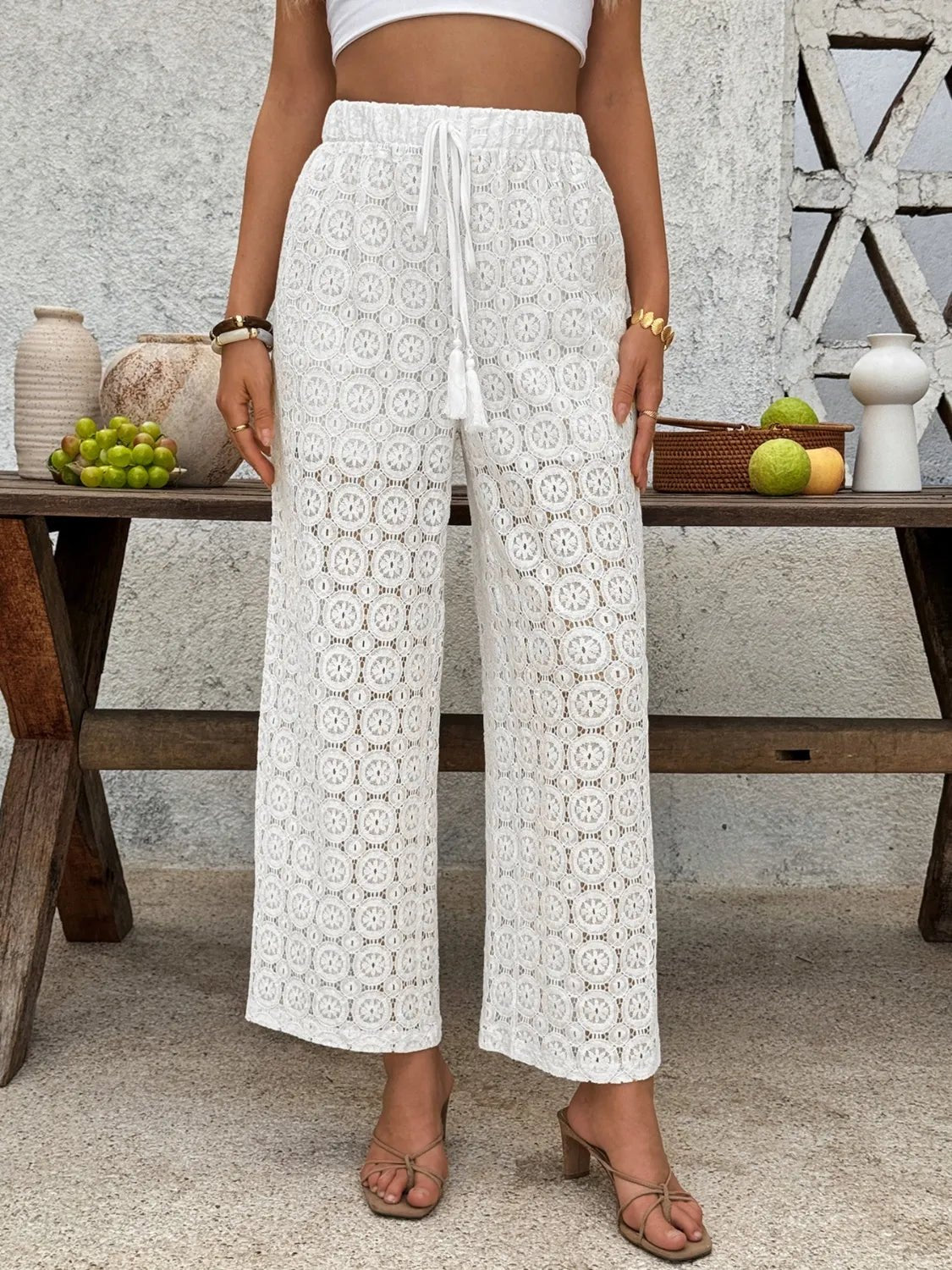 Lace Wide Leg Pants - SuzRevera