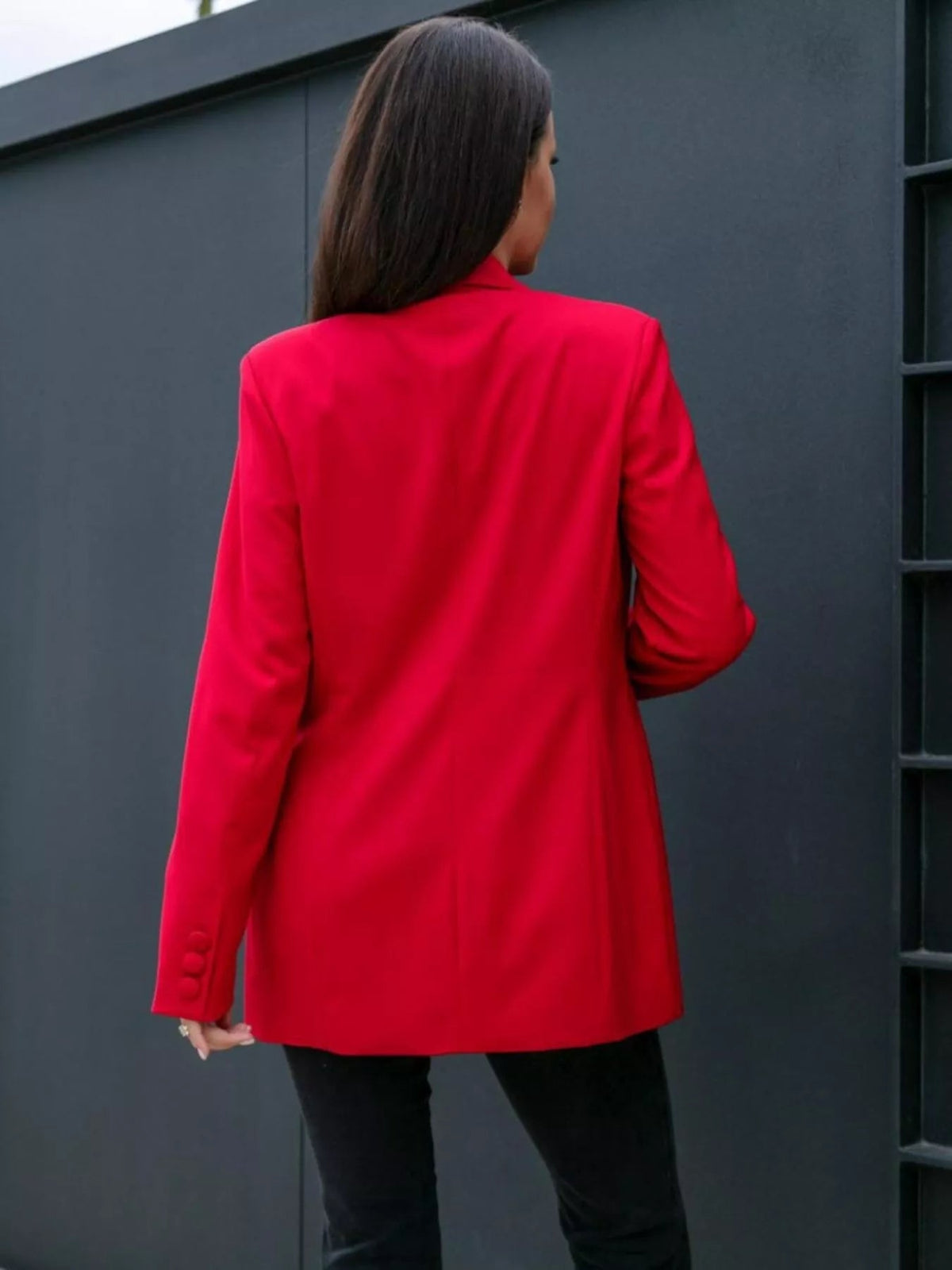Lapel Collar Long Sleeve Blazer - SuzRevera