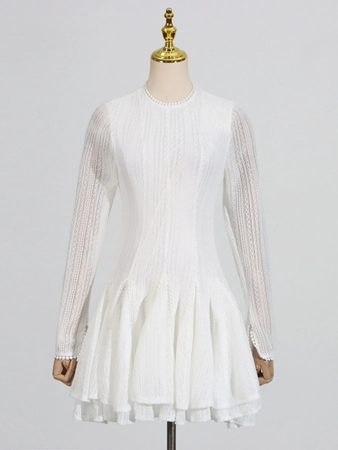 Layered Round Neck Long Sleeve Dress - SuzRevera