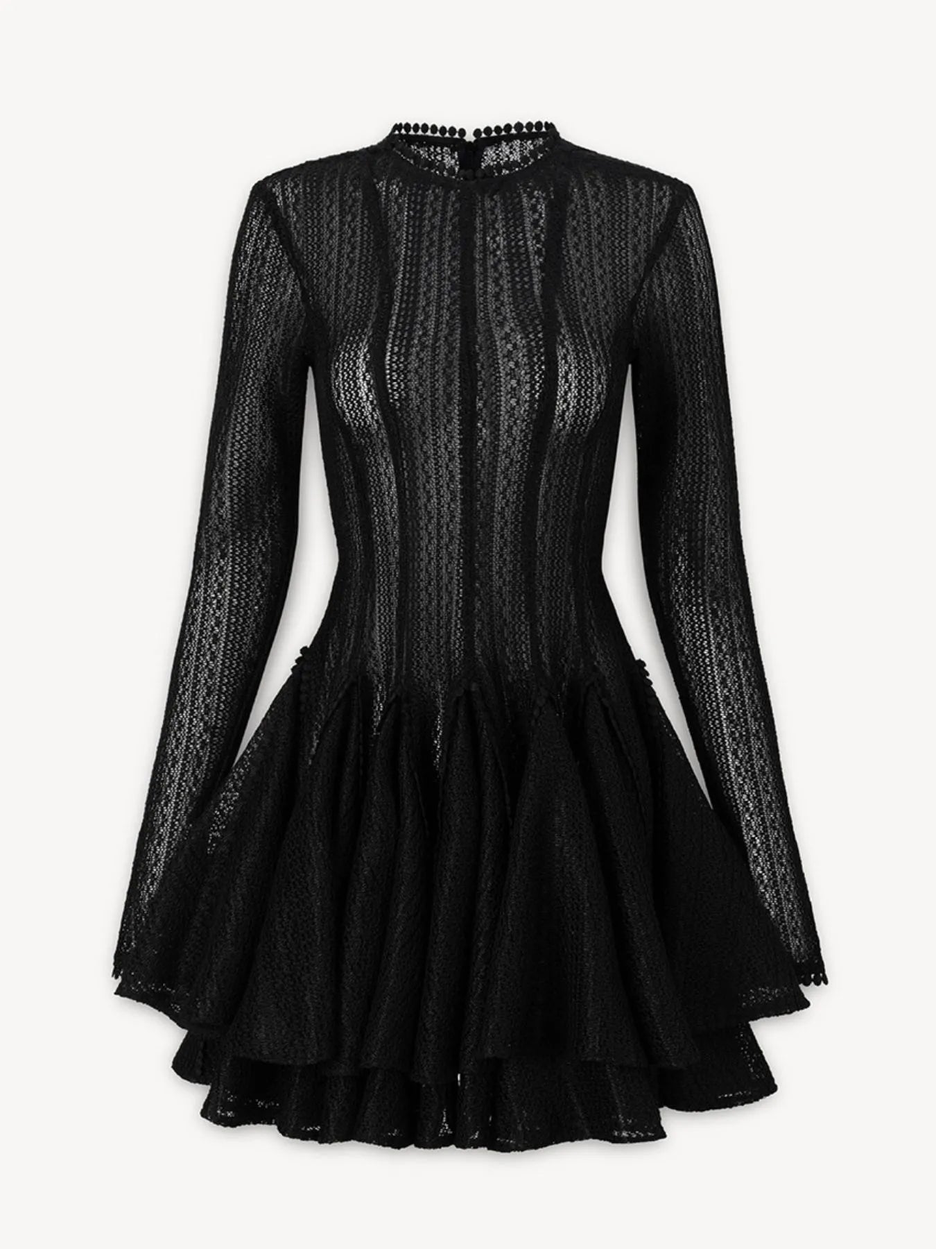 Layered Round Neck Long Sleeve Dress - SuzRevera
