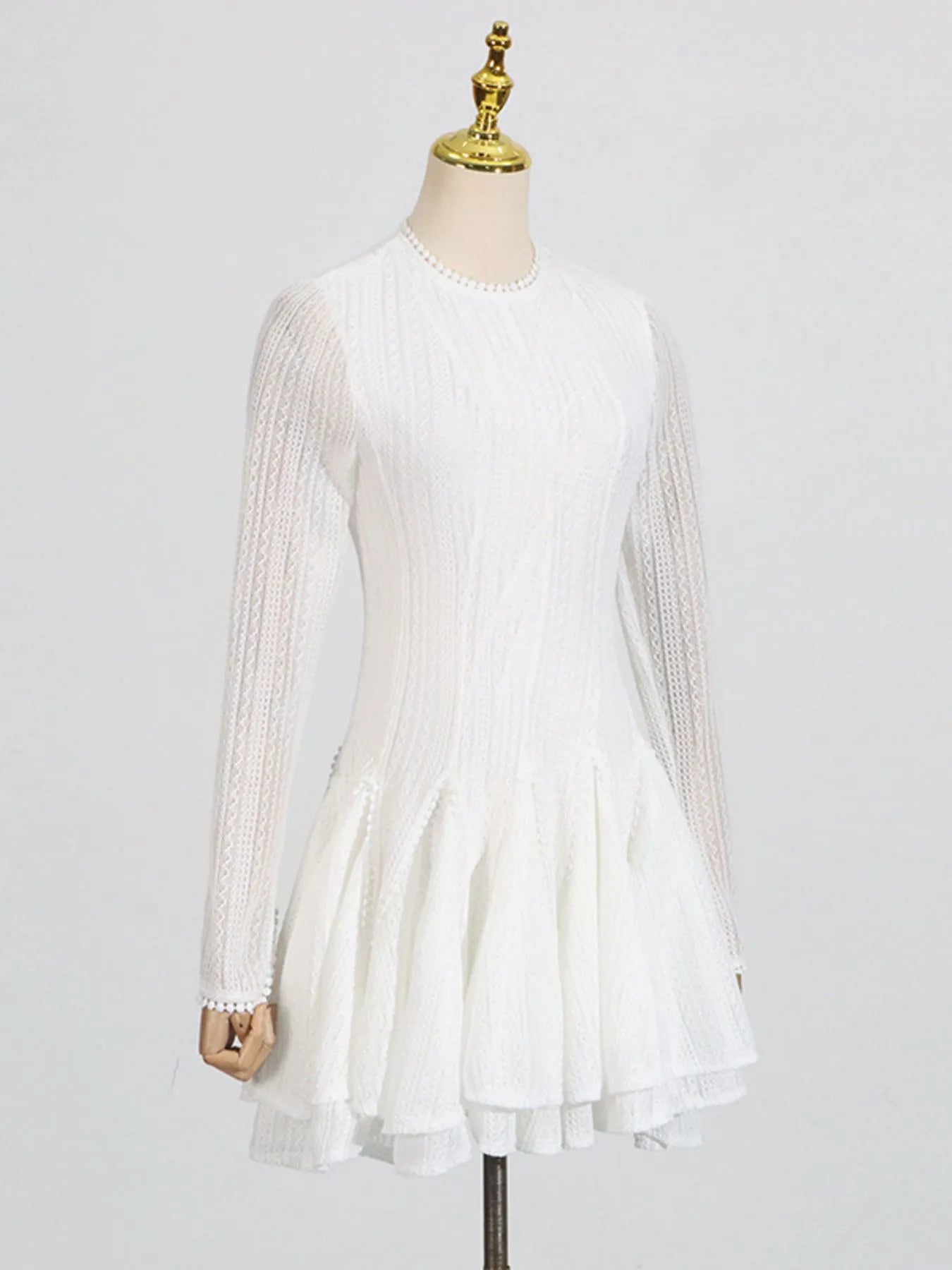 Layered Round Neck Long Sleeve Dress - SuzRevera
