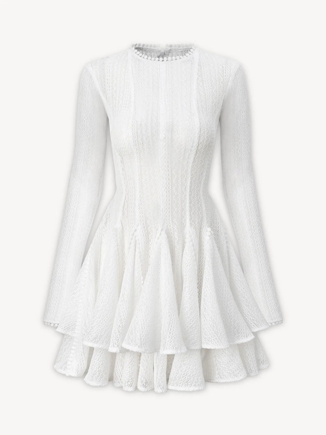 Layered Round Neck Long Sleeve Dress - SuzRevera