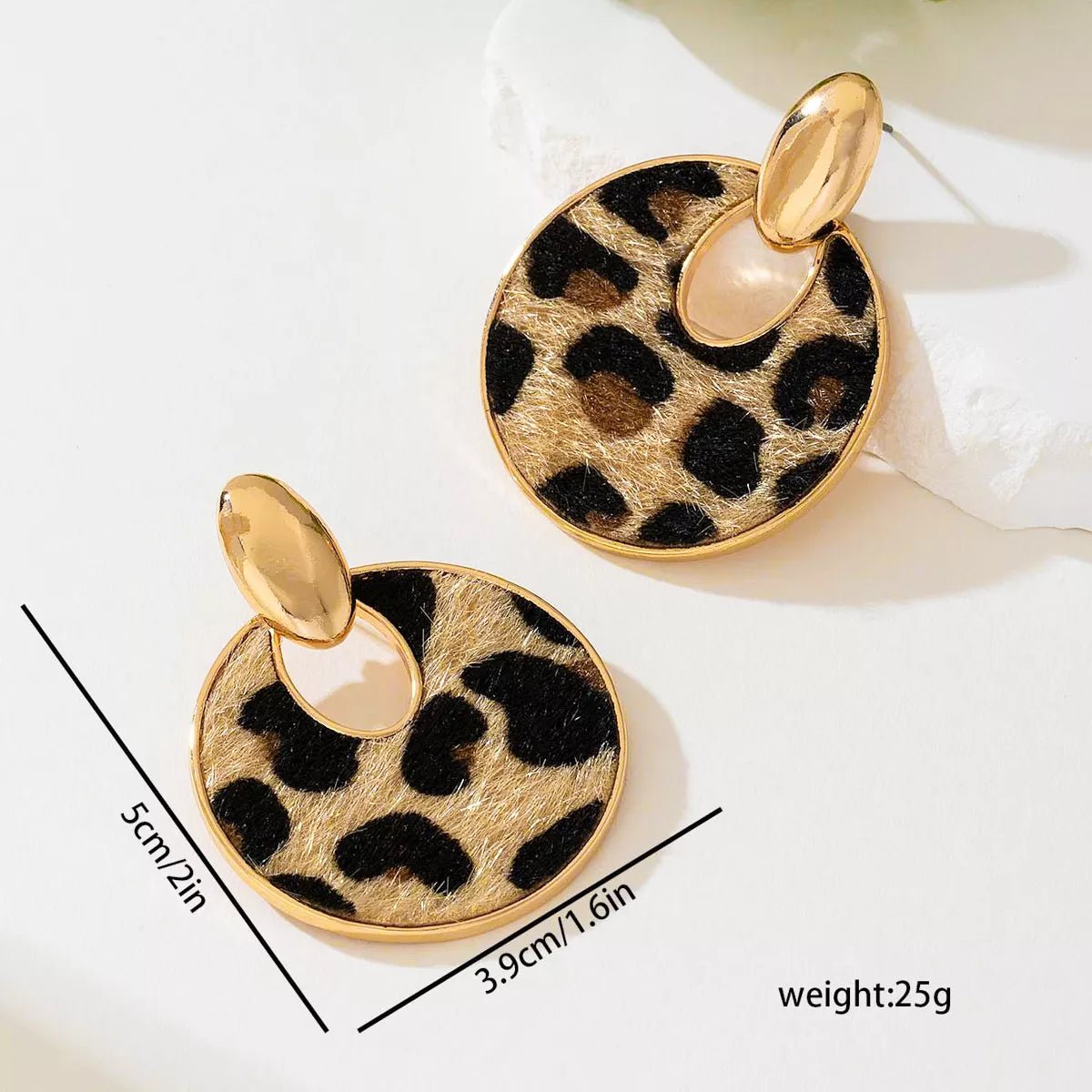 Leopard Circle Dangle Earrings - SuzRevera