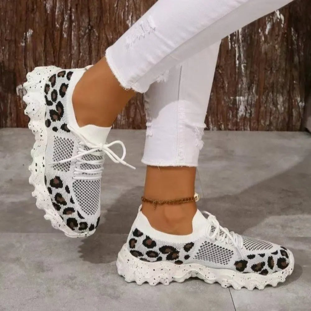 Leopard Mesh Round Toe Athletic - SuzRevera
