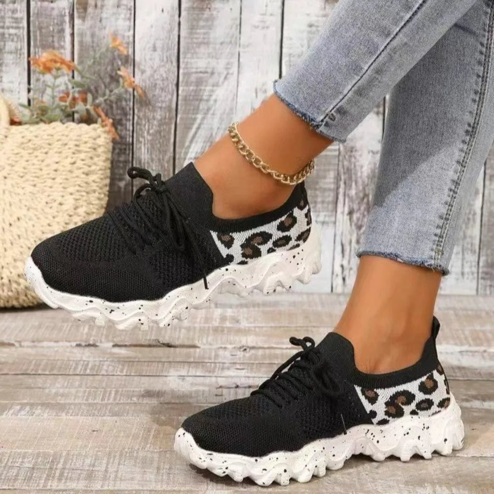 Leopard Mesh Round Toe Athletic - SuzRevera