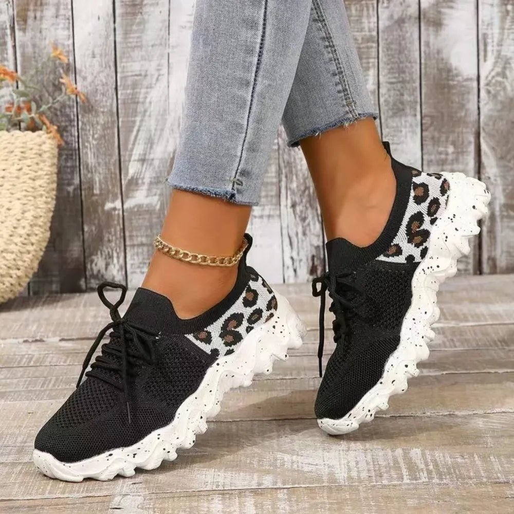Leopard Mesh Round Toe Athletic - SuzRevera