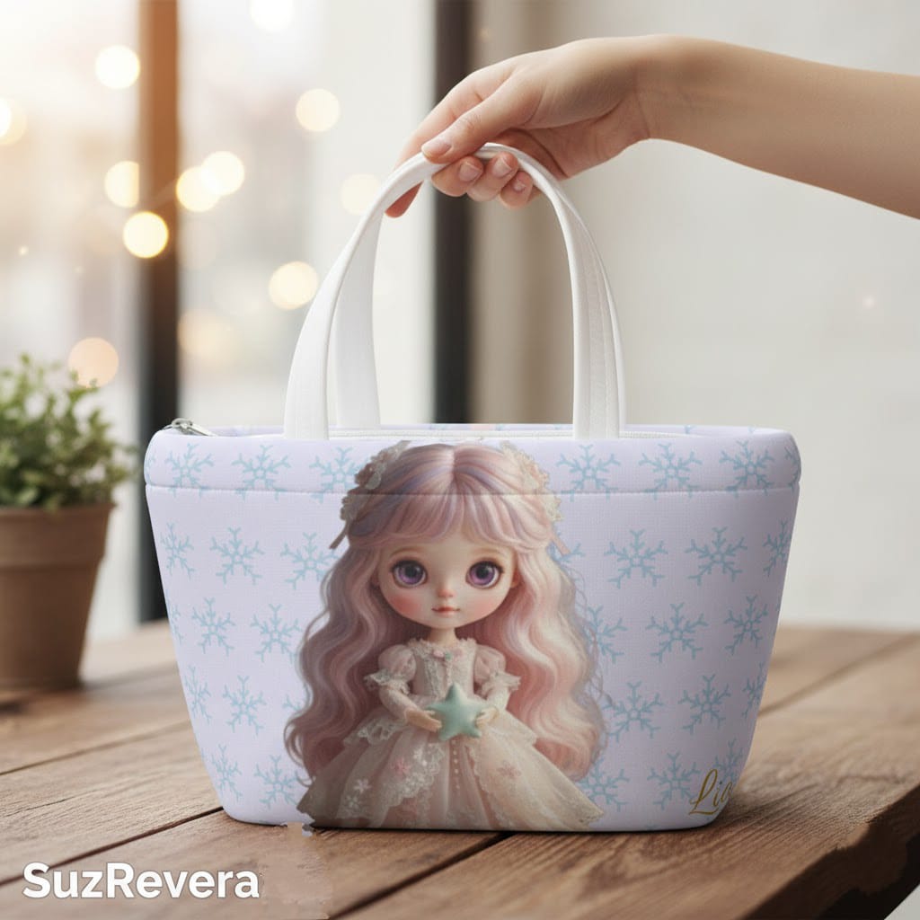Lia 'Sweetness Guardian' Neoprene Lunch Bag | Premium Insulated Thermal | Kawaii SuzRevera - SuzRevera