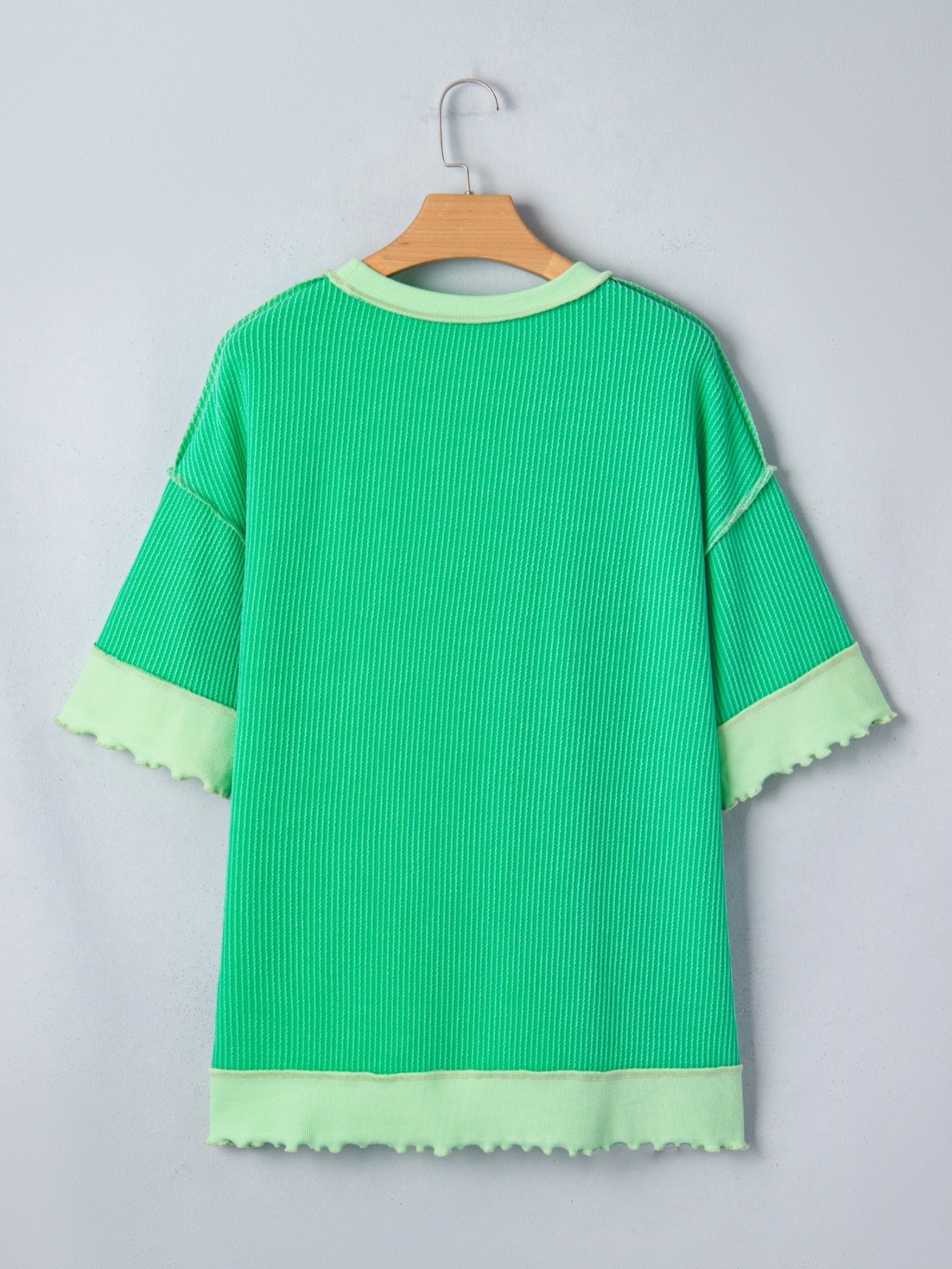 Loose Uneven Hem Twist Ribbed T Shirt - SuzRevera