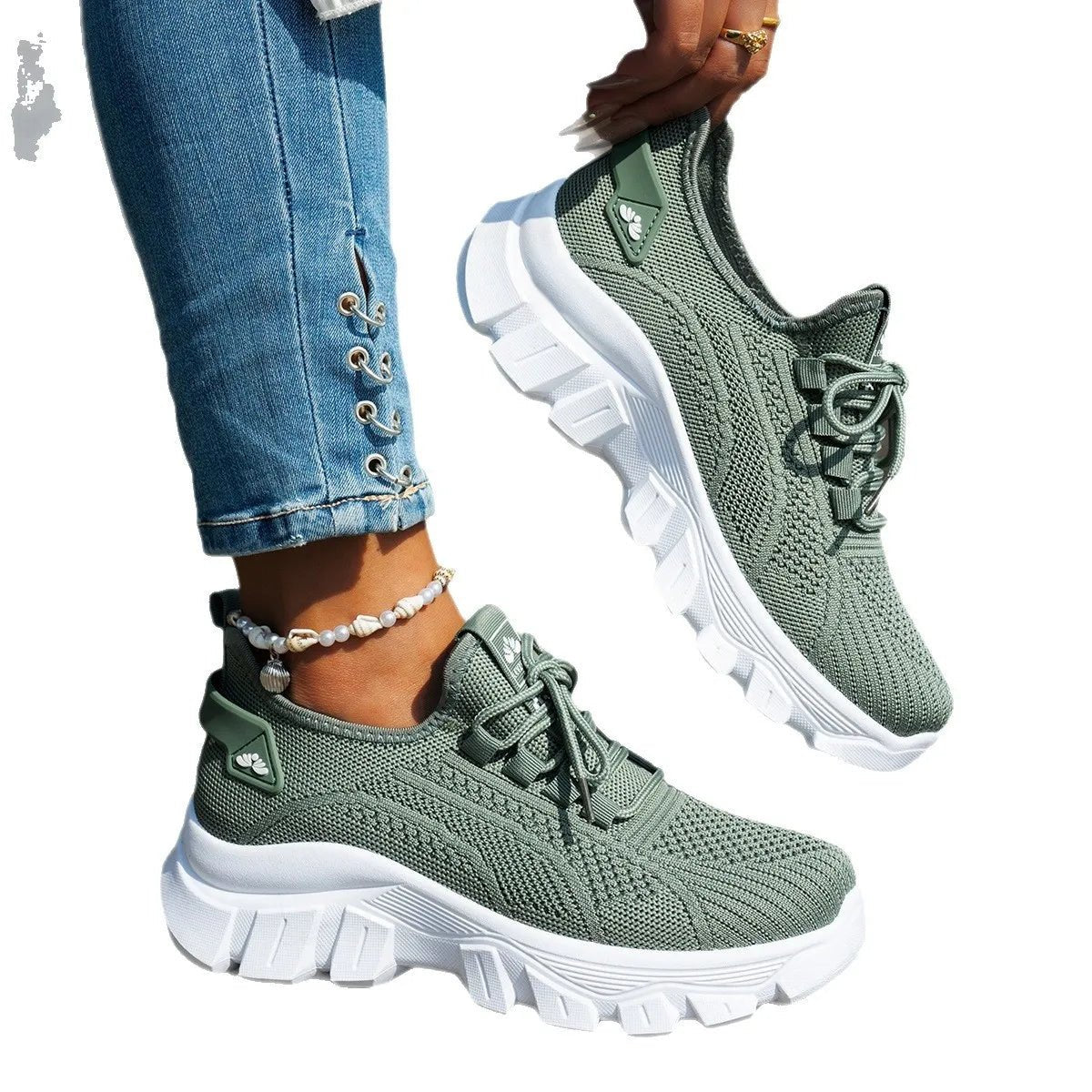 Mesh Lace Up Platform Athletic - SuzRevera