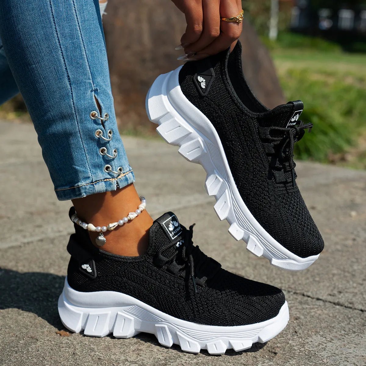 Mesh Lace Up Platform Athletic - SuzRevera