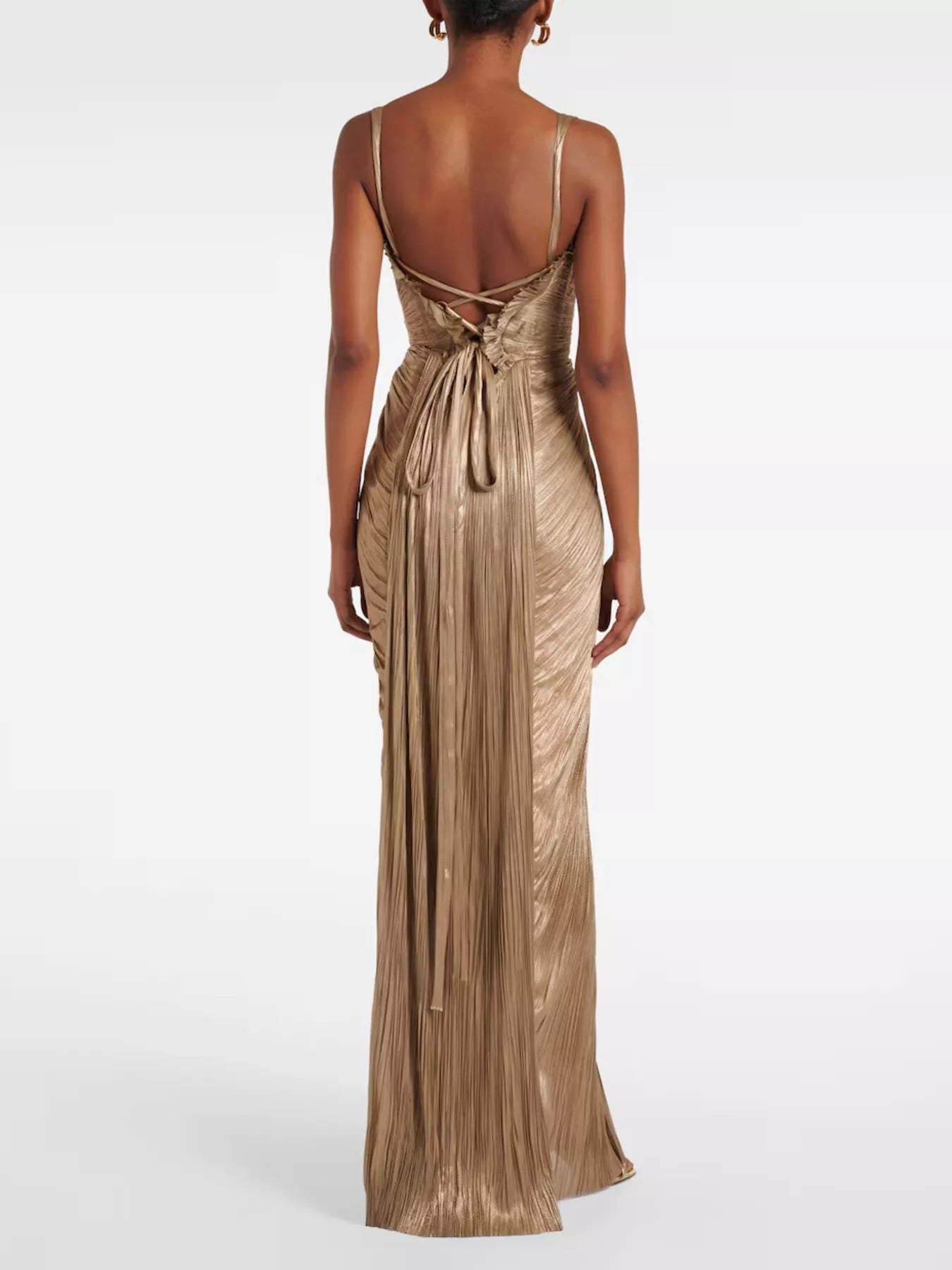 Metallic Pleated Corset Maxi Dress - SuzRevera