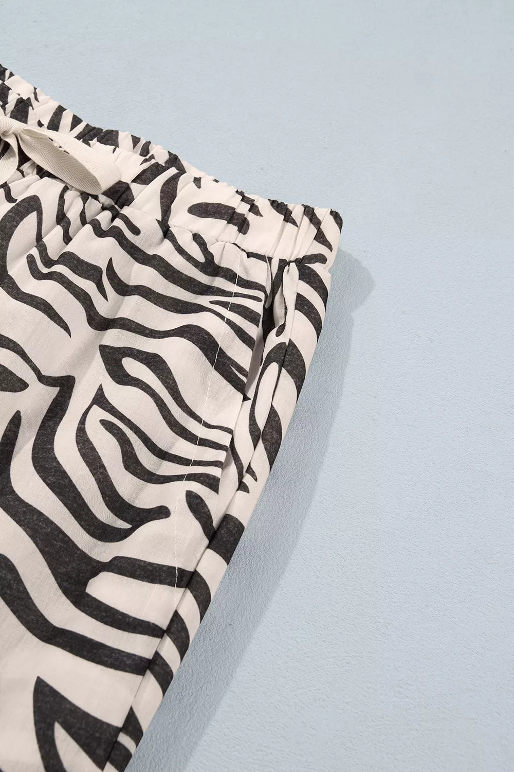 Multicolour Western Print Zebra Pattern Elastic Waist Pocket Pants - SuzRevera