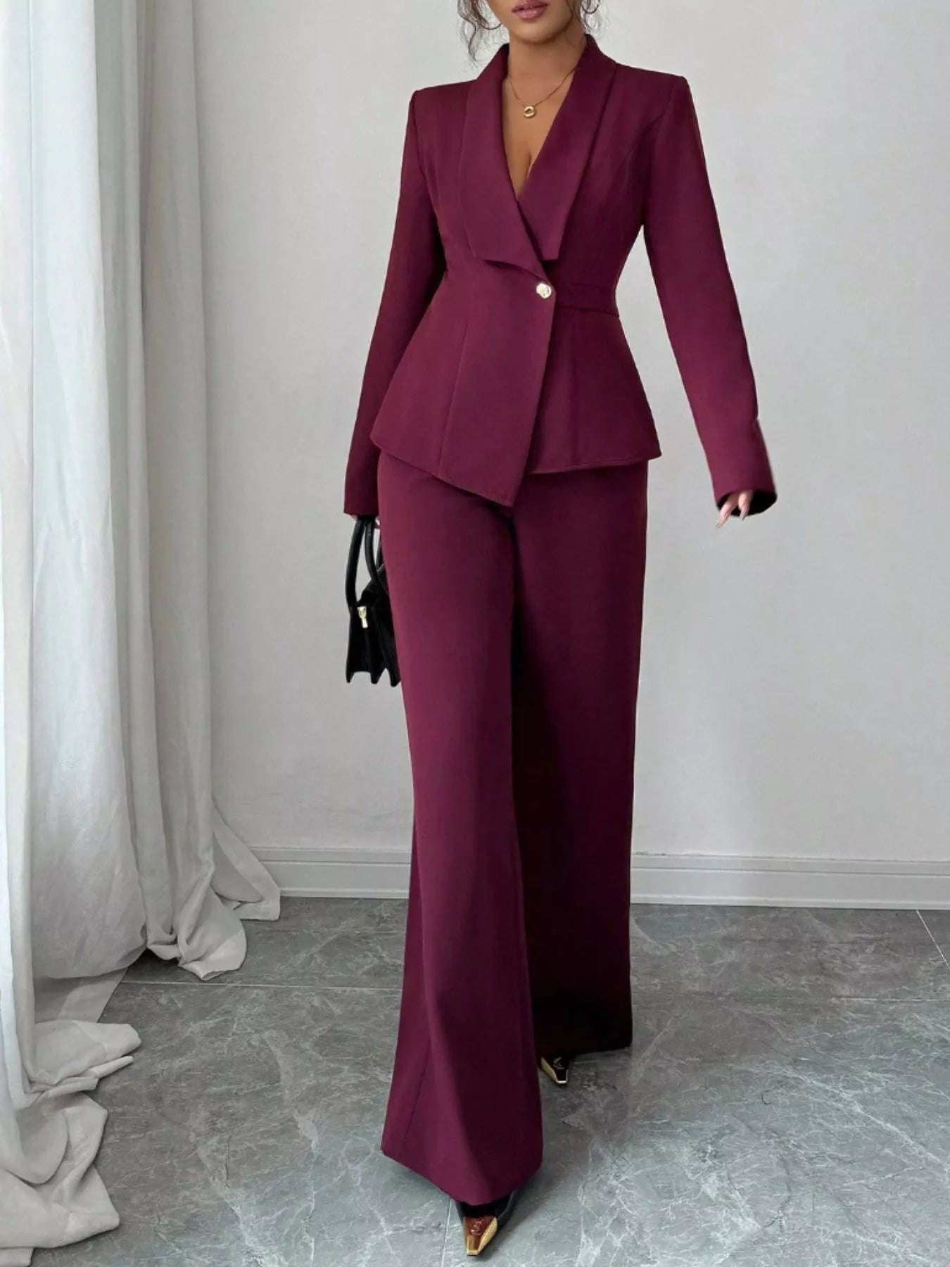 One Button Blazer and Pants Set - SuzRevera