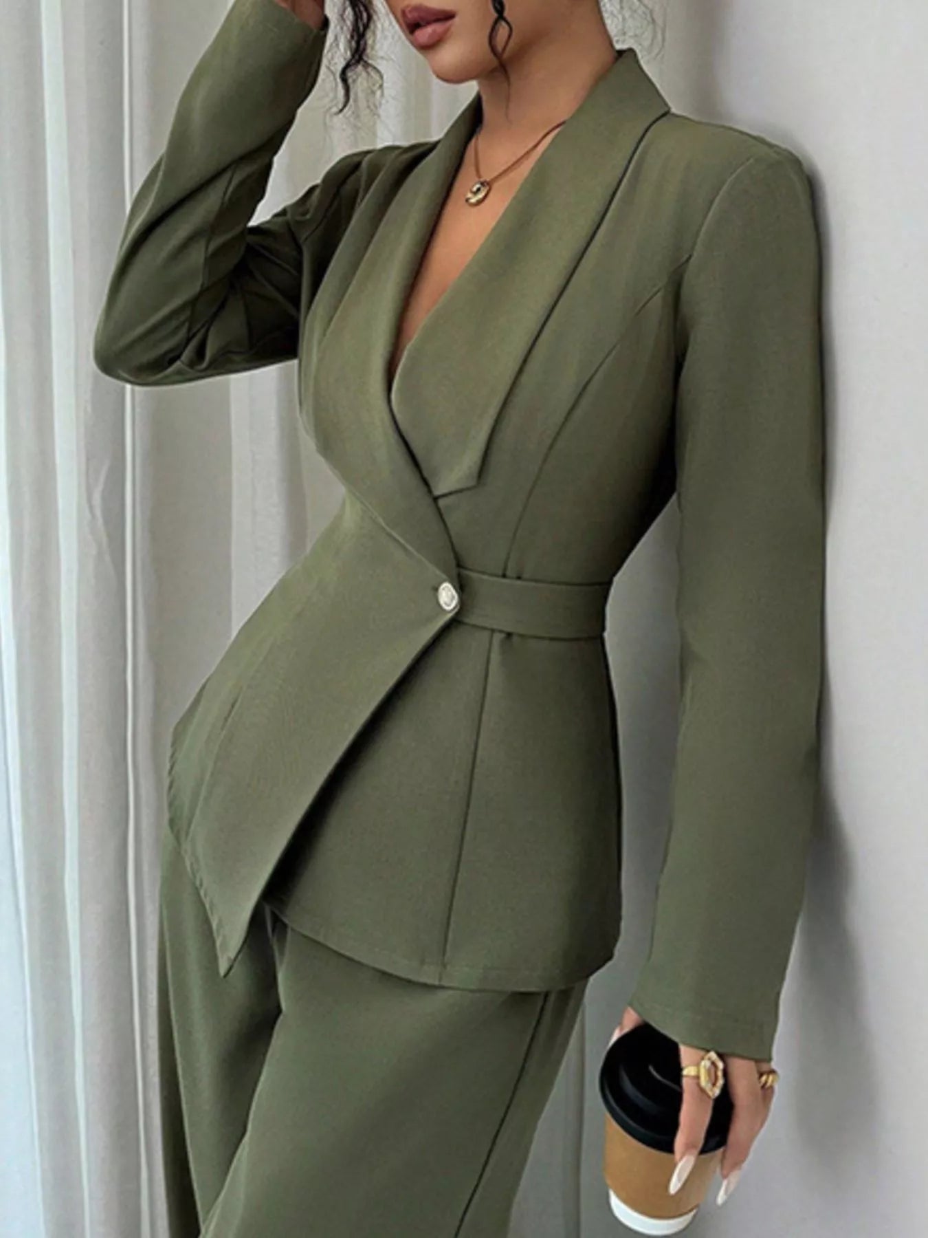 One Button Blazer and Pants Set - SuzRevera
