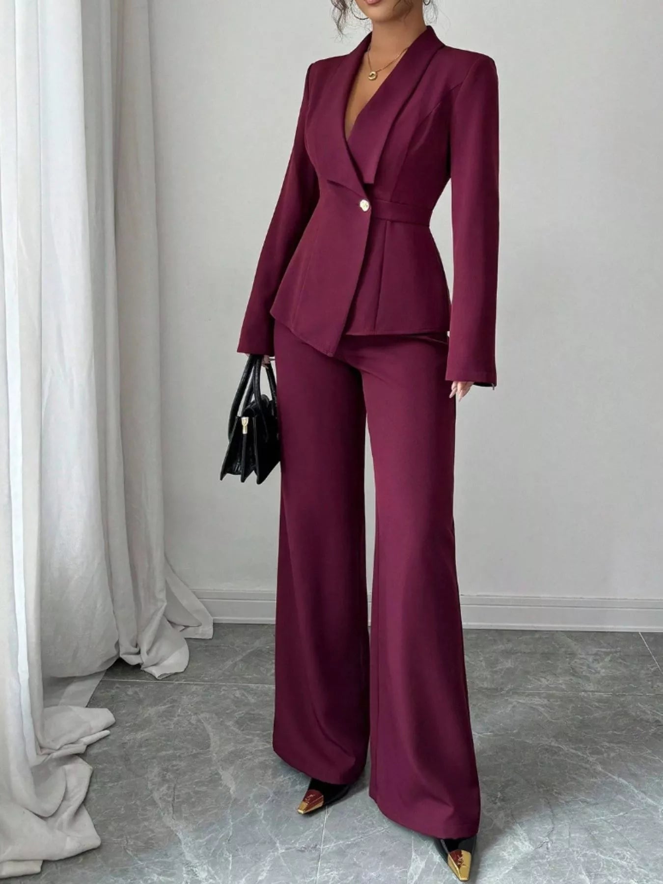 One Button Blazer and Pants Set - SuzRevera