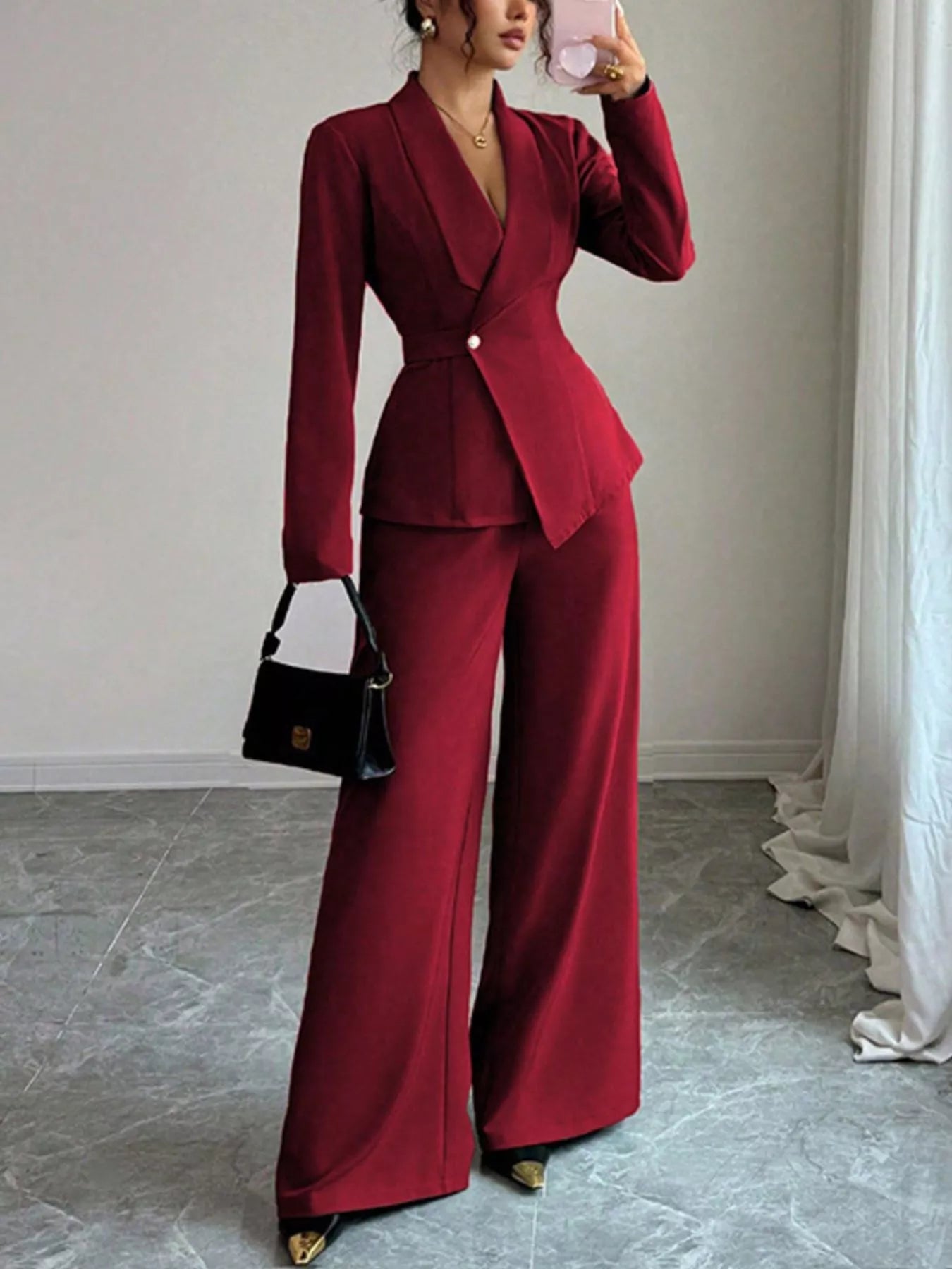 One Button Blazer and Pants Set - SuzRevera