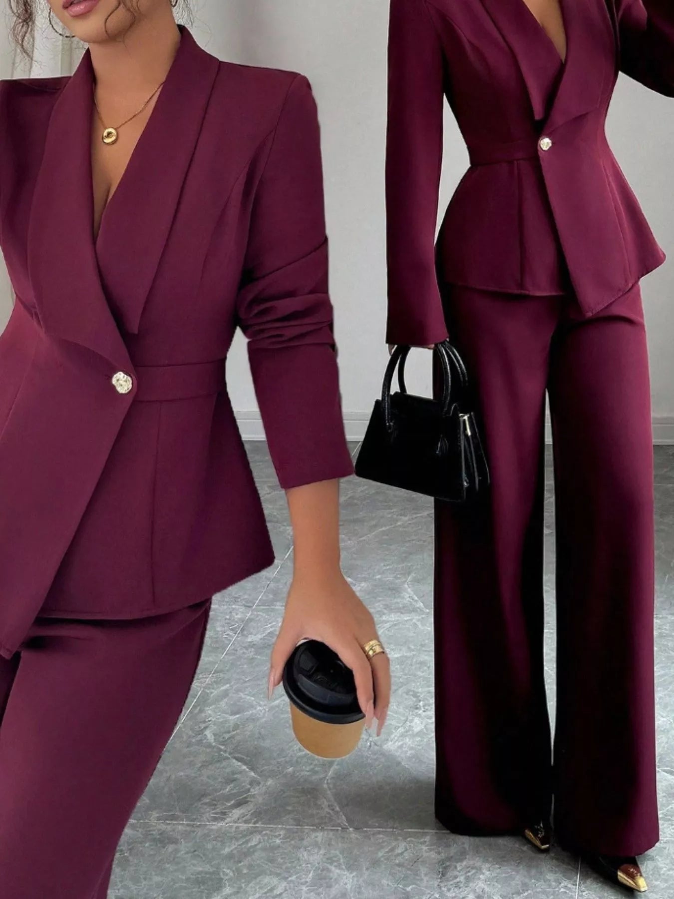 One Button Blazer and Pants Set - SuzRevera