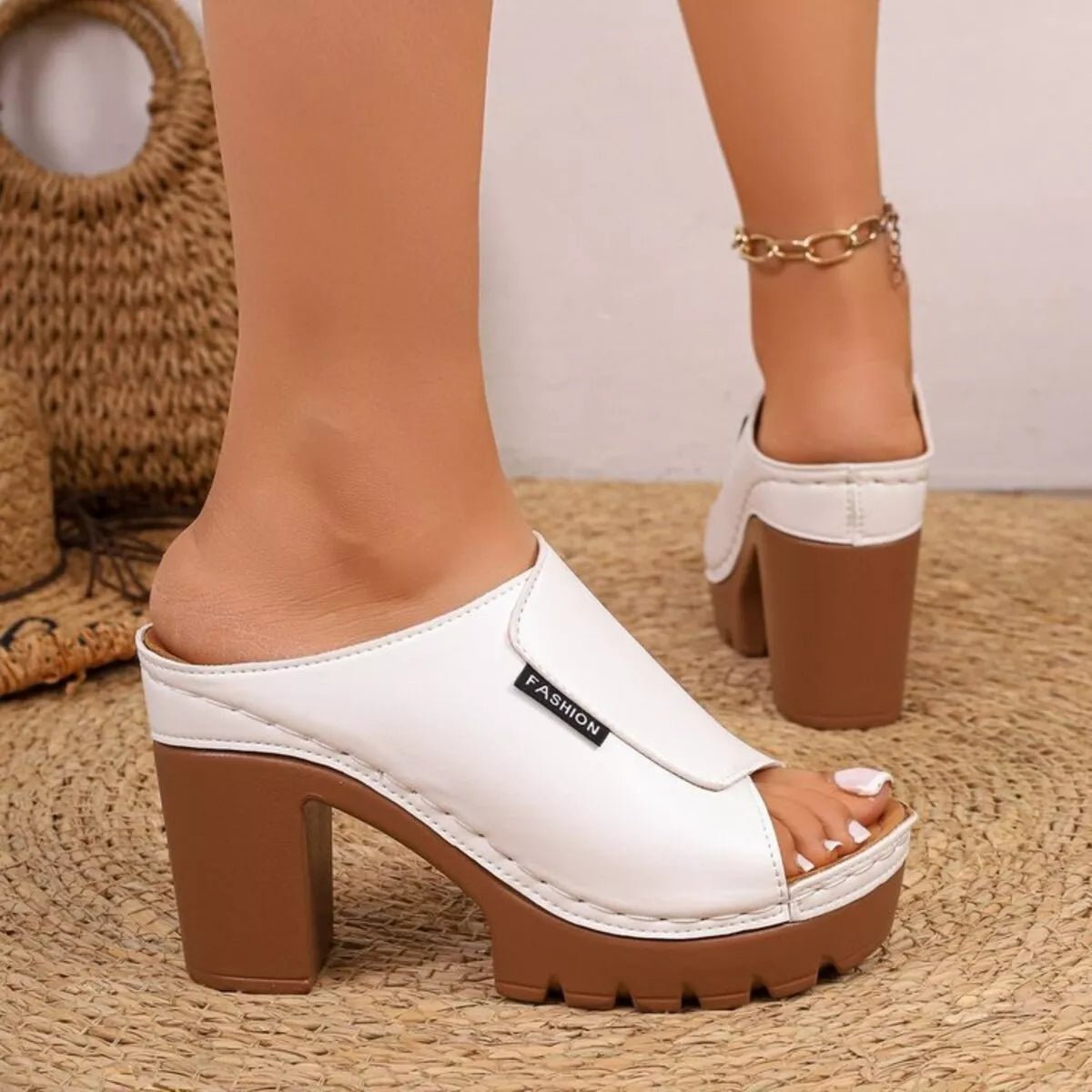 Open Toe Block Heels Sandals - SuzRevera