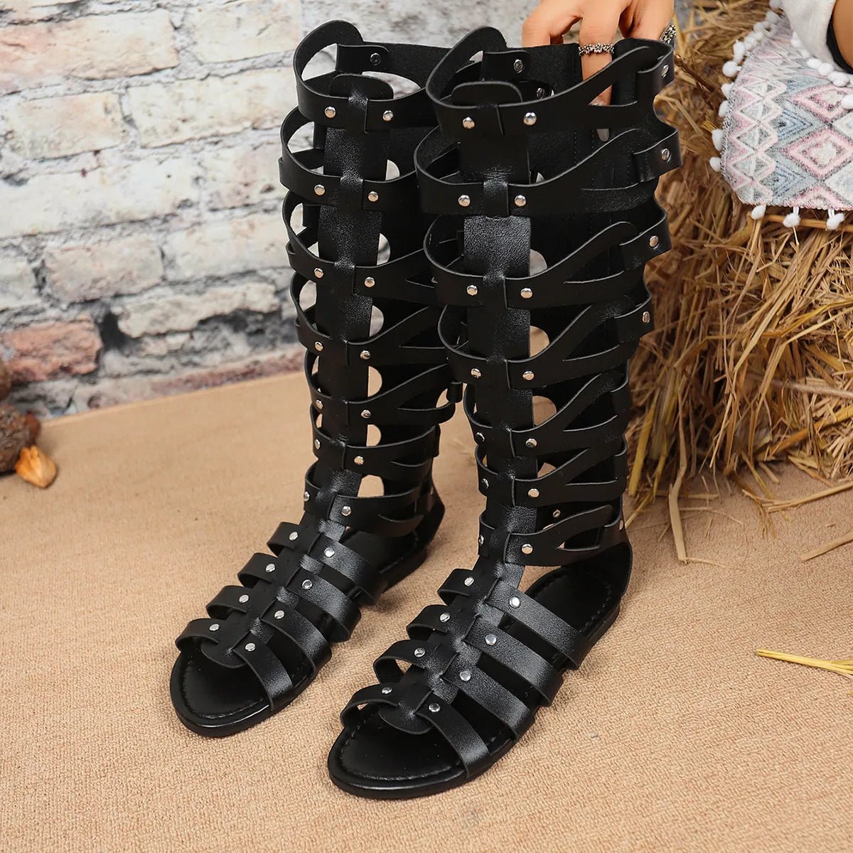 Open Toe Lace - Up Sandals - SuzRevera