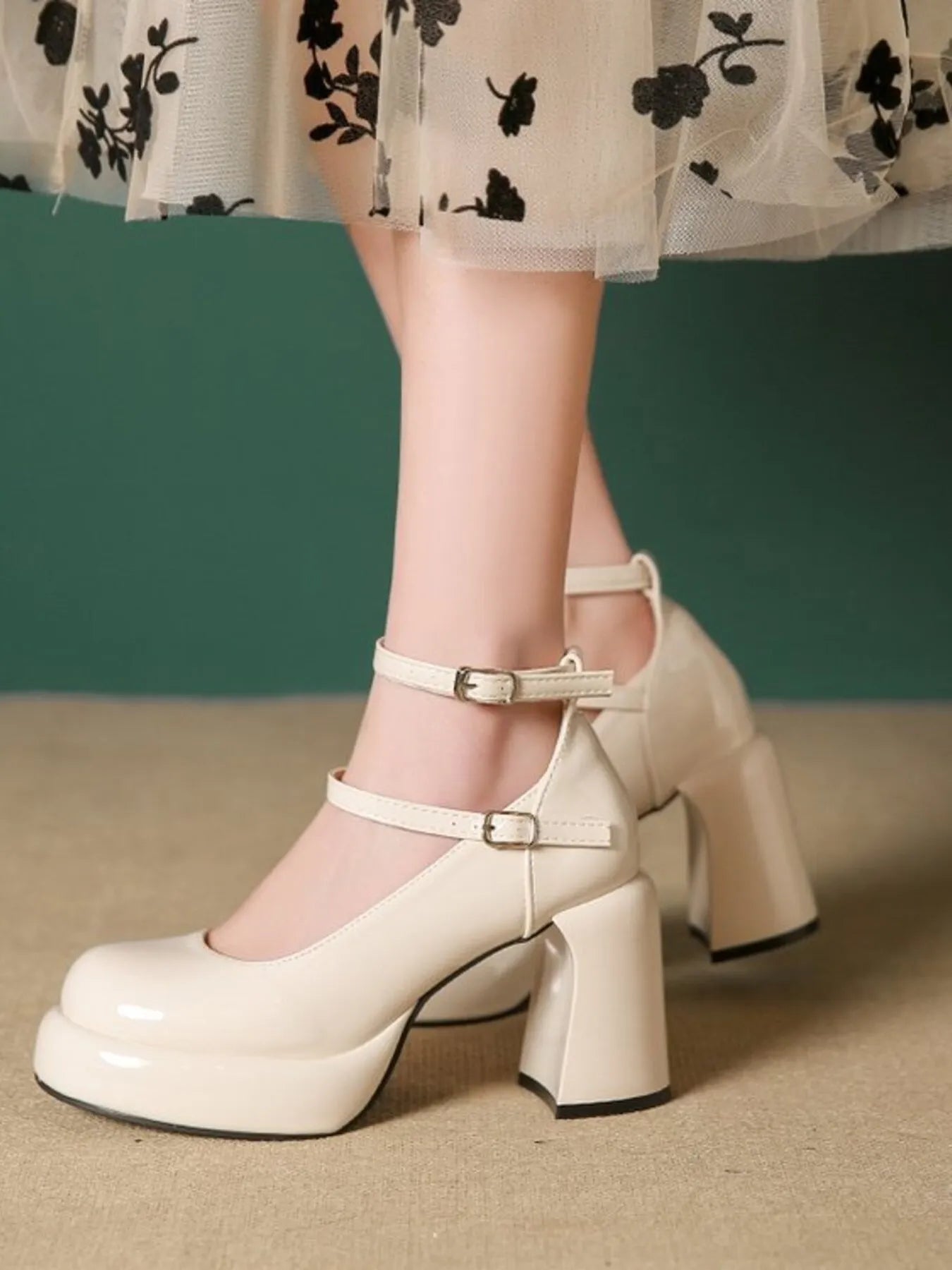 Patent Leather Mary Jane Platform Pumps - SuzRevera