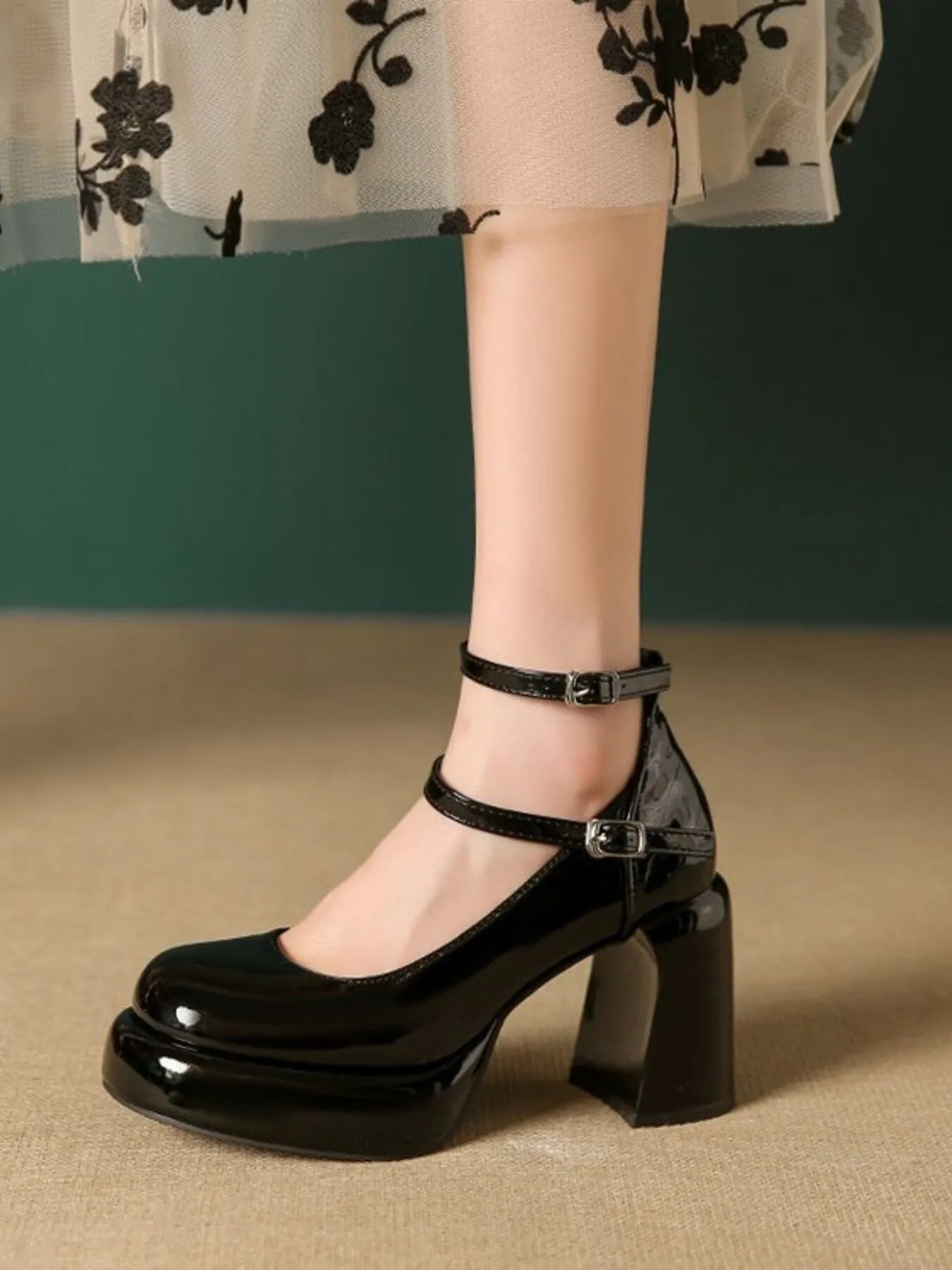 Patent Leather Mary Jane Platform Pumps - SuzRevera