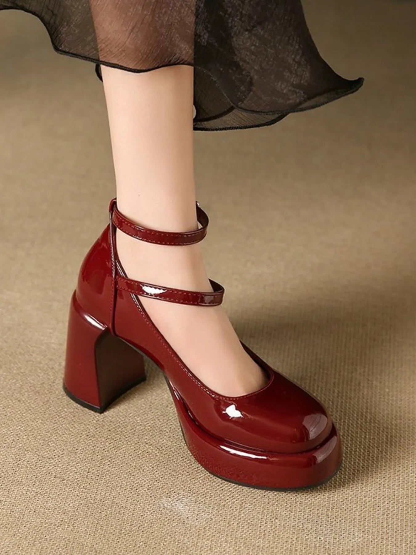 Patent Leather Mary Jane Platform Pumps - SuzRevera