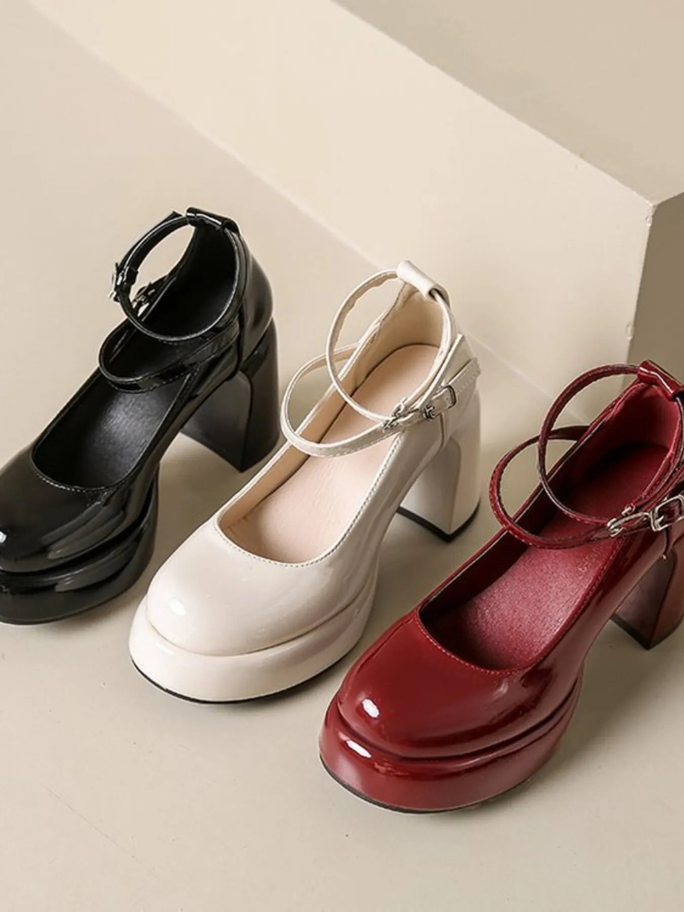 Patent Leather Mary Jane Platform Pumps - SuzRevera