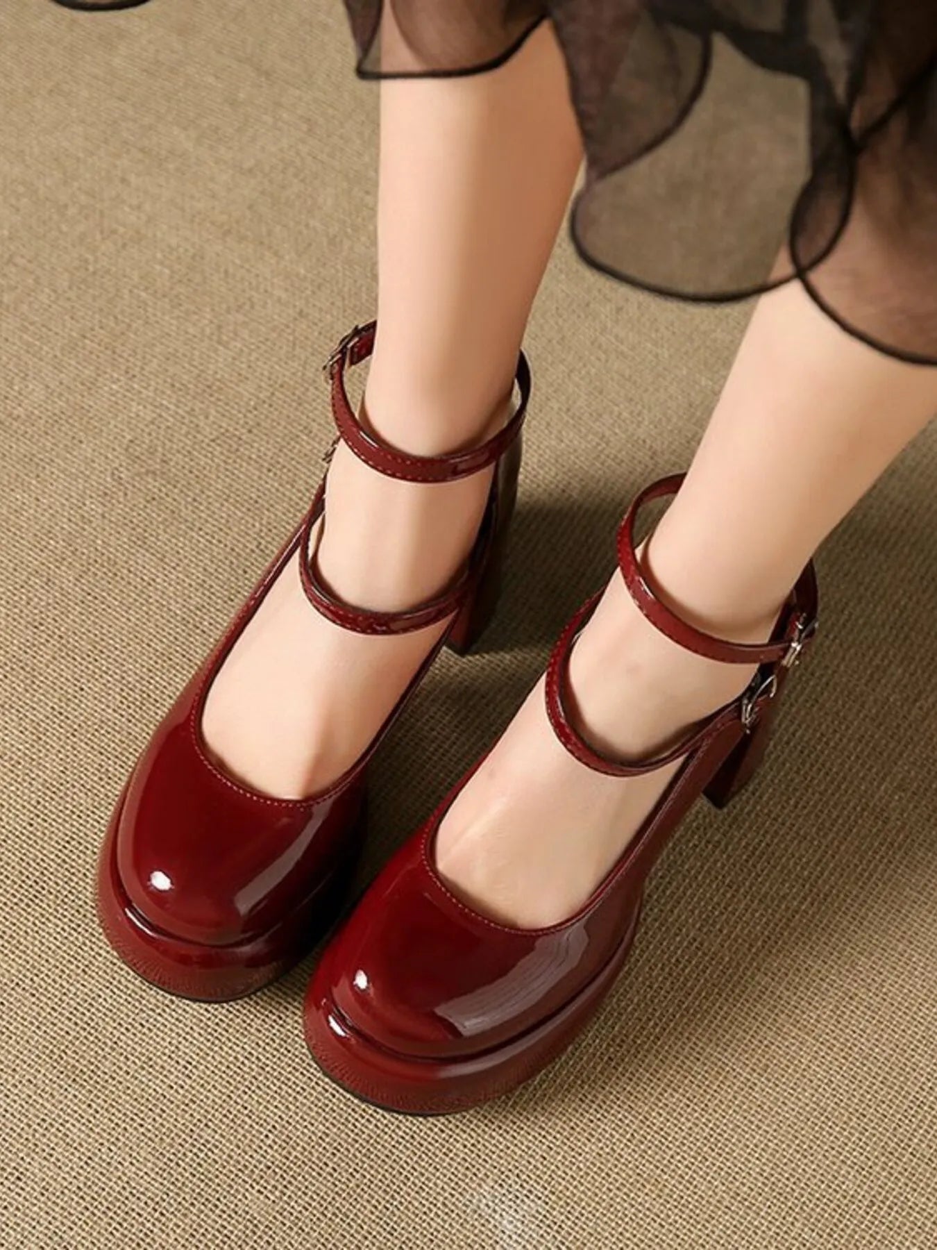 Patent Leather Mary Jane Platform Pumps - SuzRevera