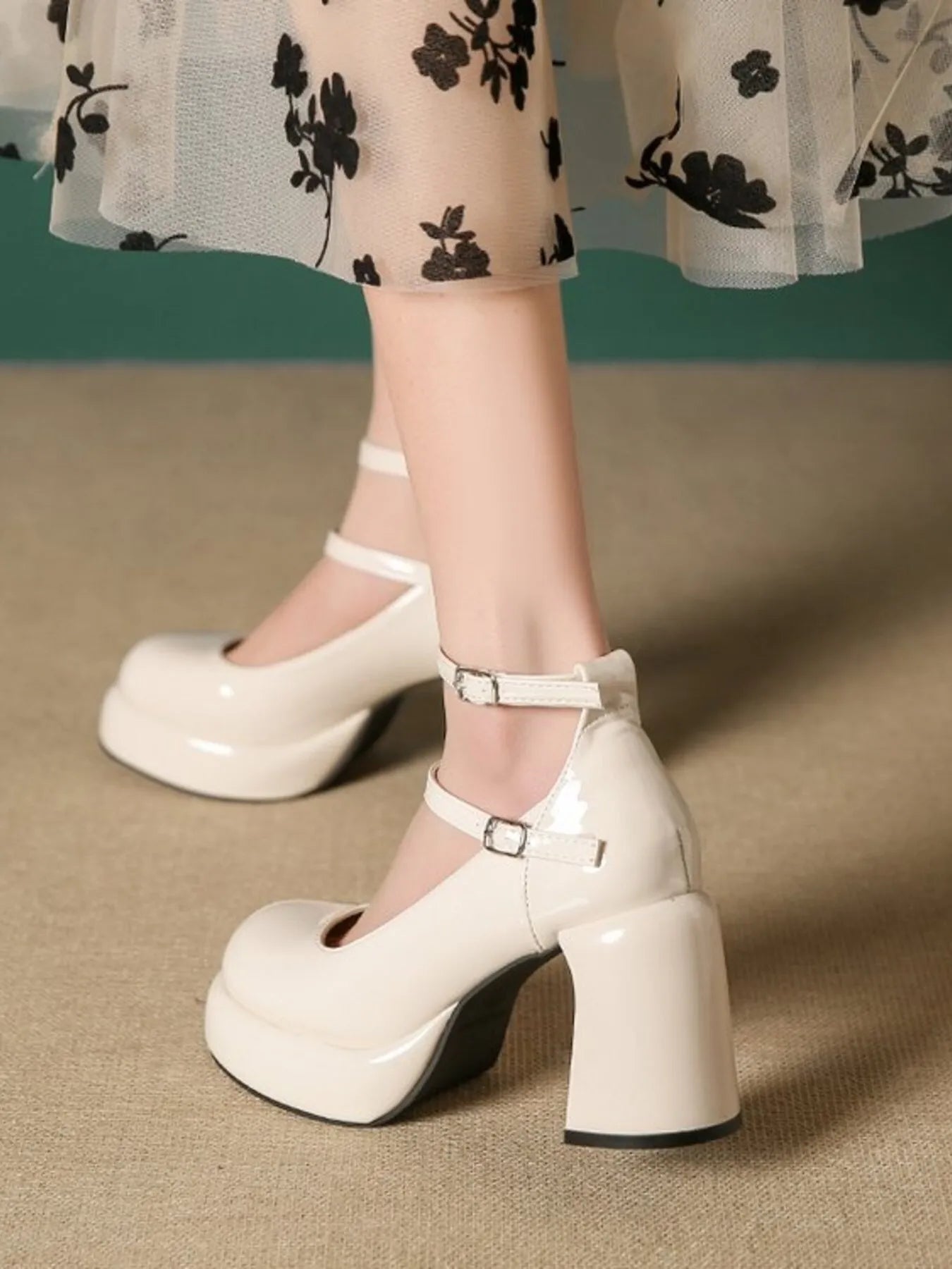 Patent Leather Mary Jane Platform Pumps - SuzRevera
