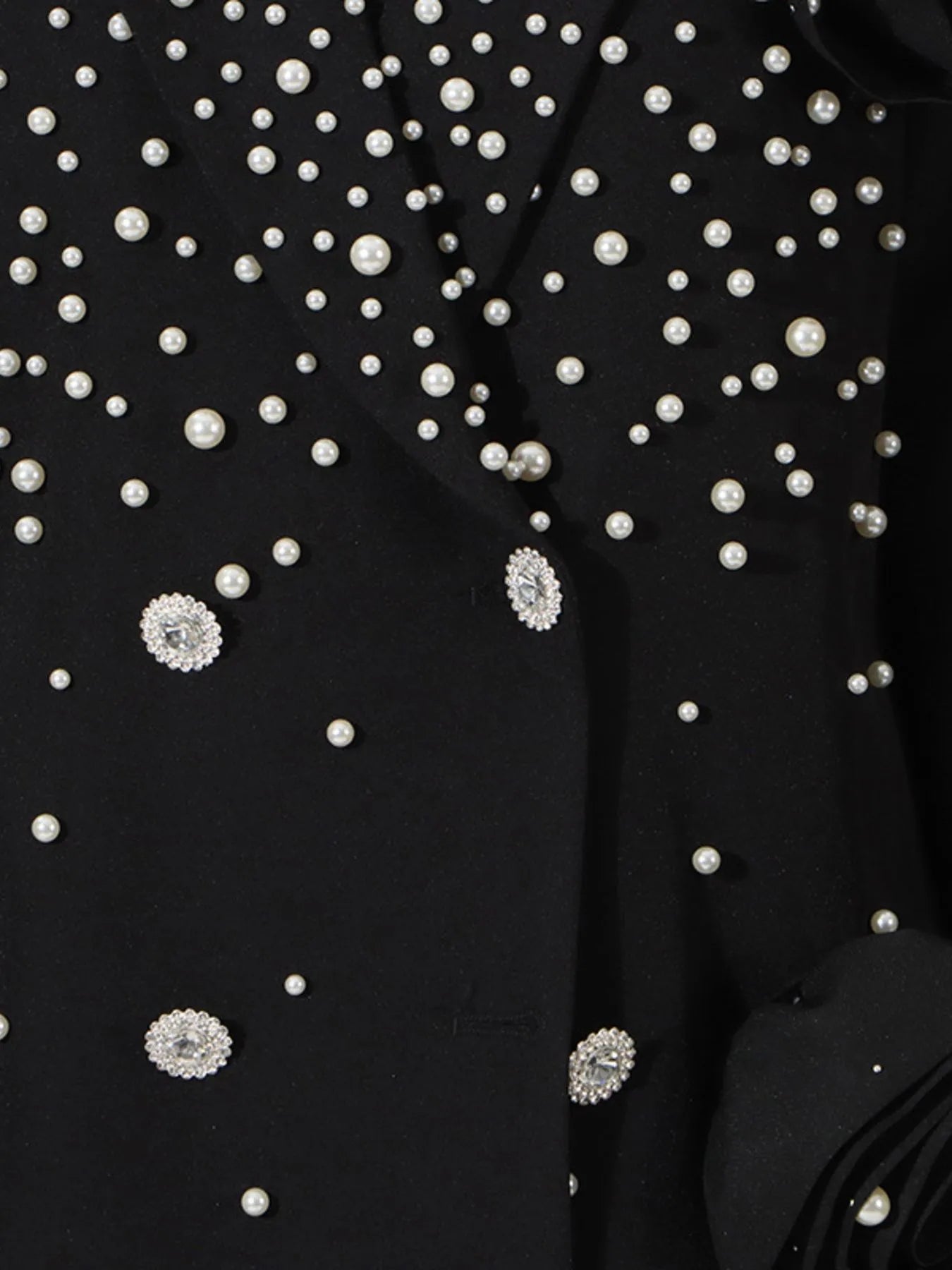 Pearl Embellished Double - Breasted Blazer - SuzRevera