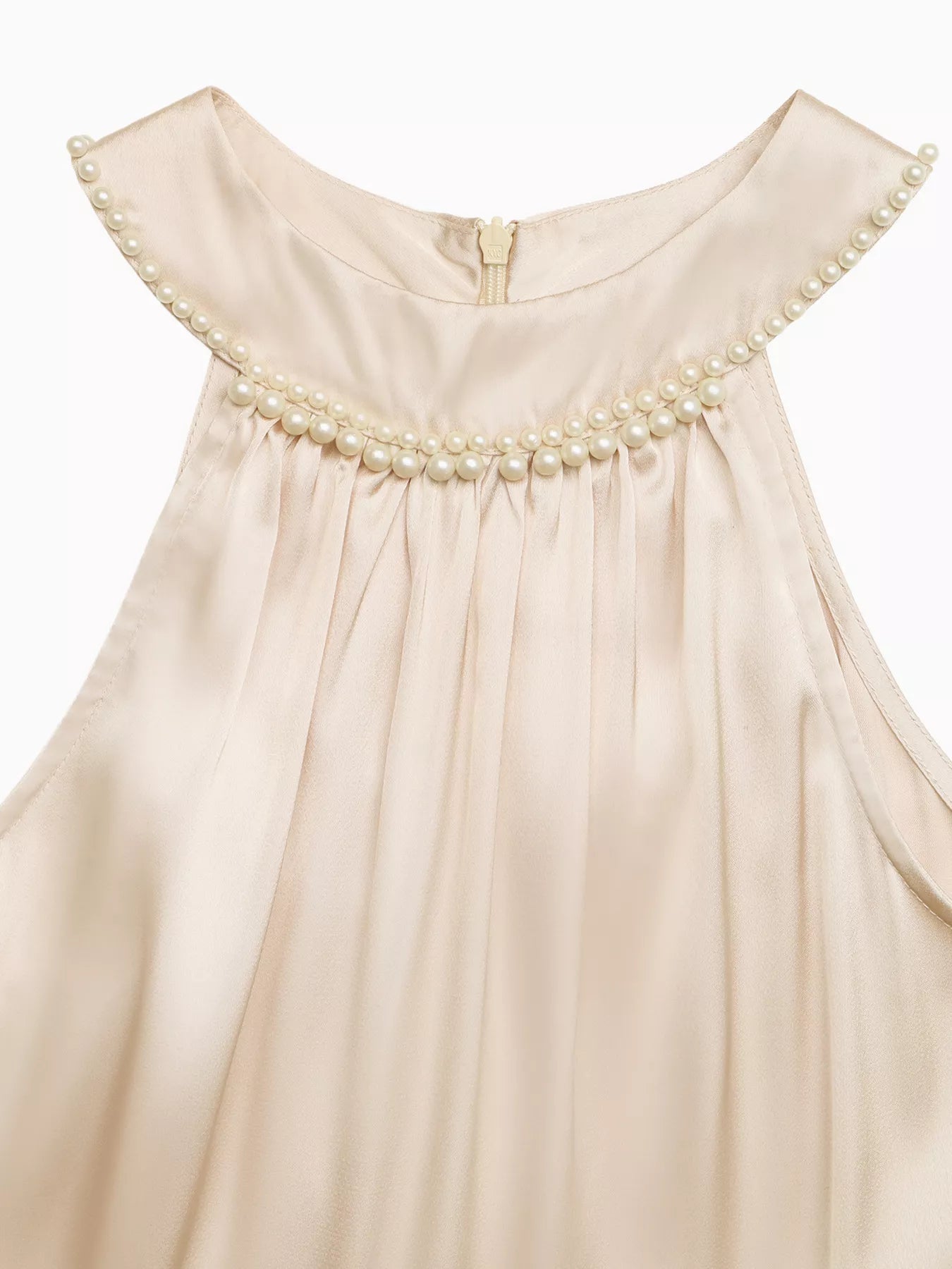 Pearl Halter Satin Midi Dress - SuzRevera