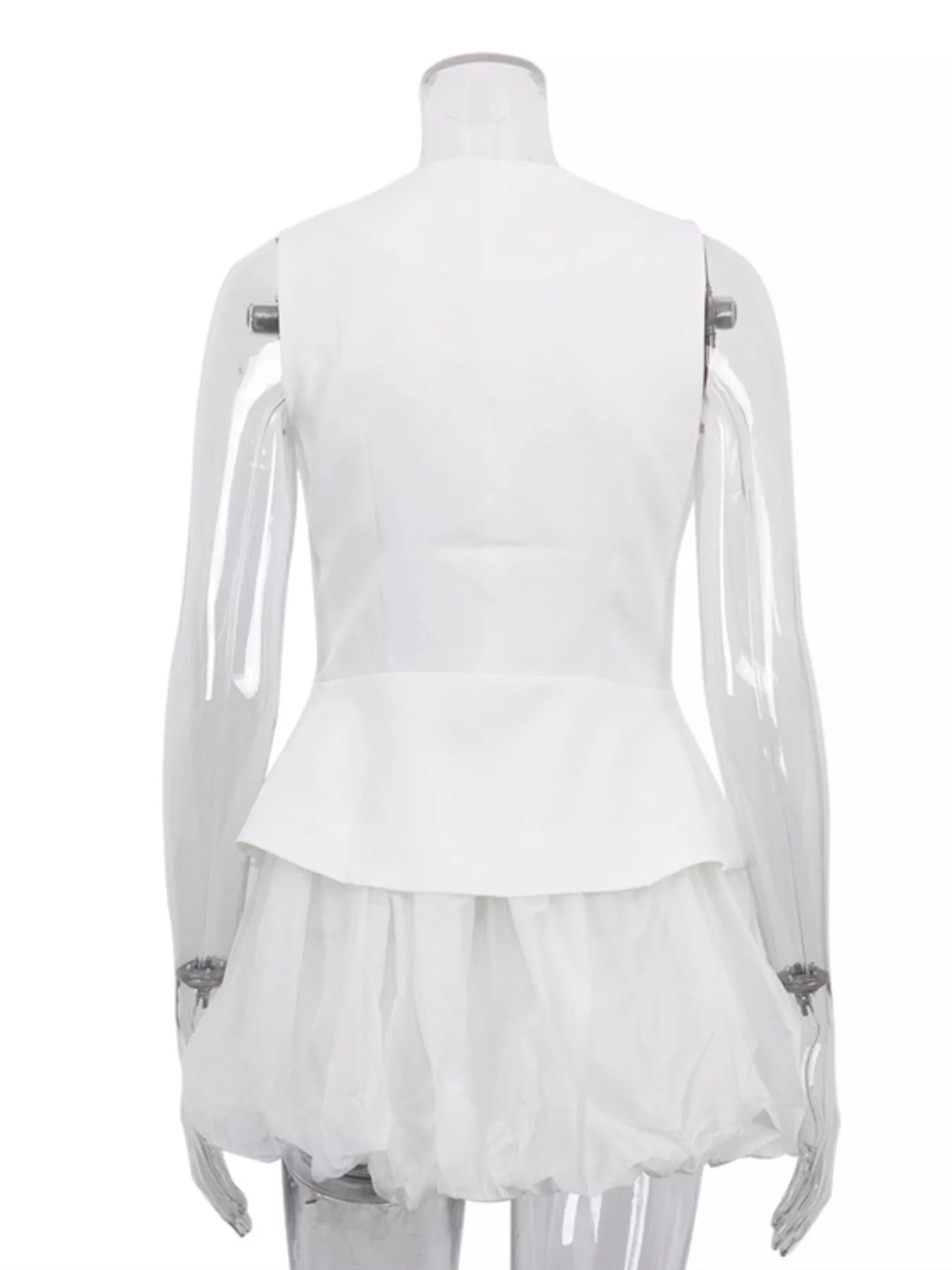 Peplum Vest and Bubble Skirt Set - SuzRevera