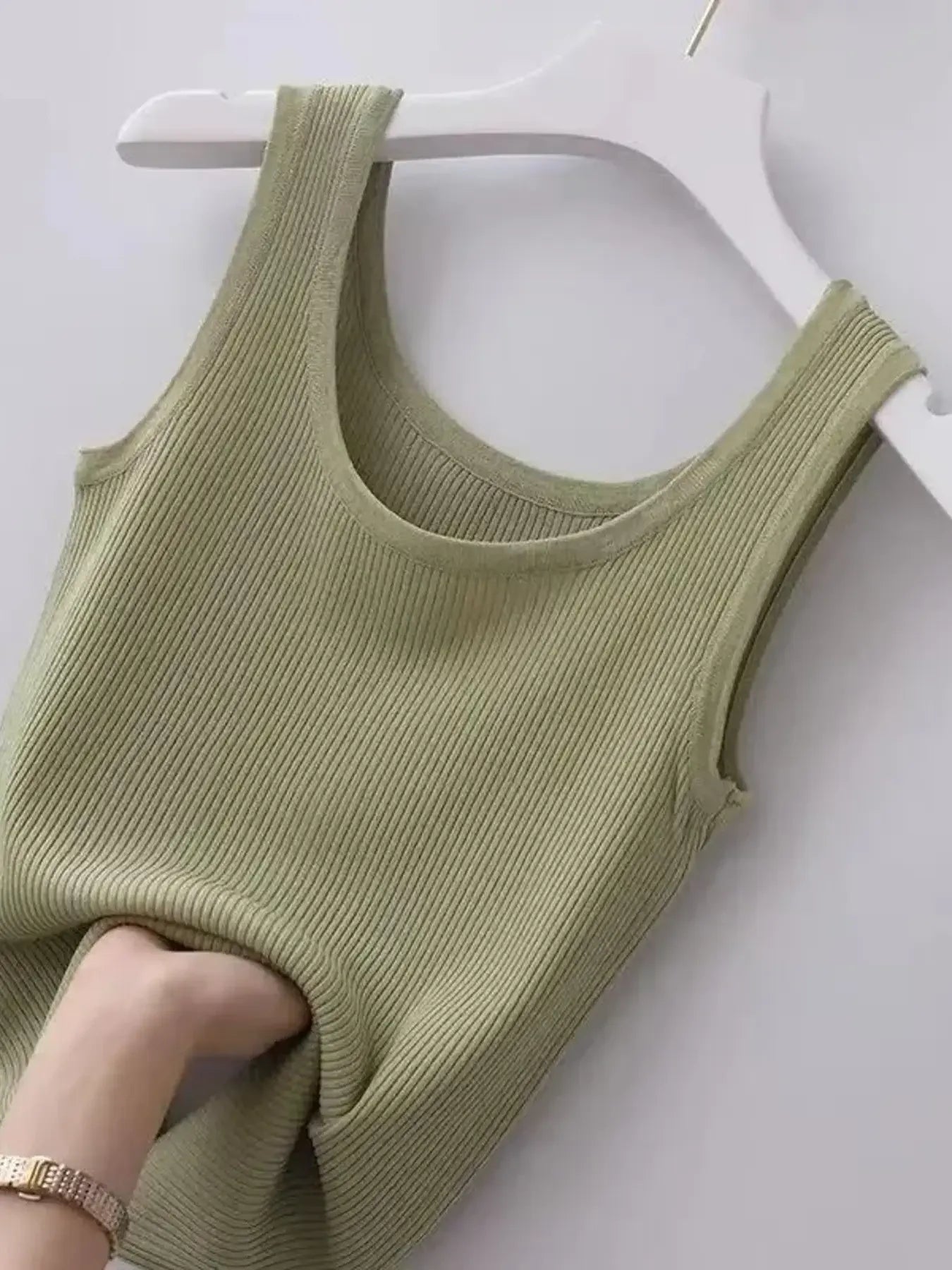 Plus Size Ribbed Knit Scoop Neck Tank Top - SuzRevera