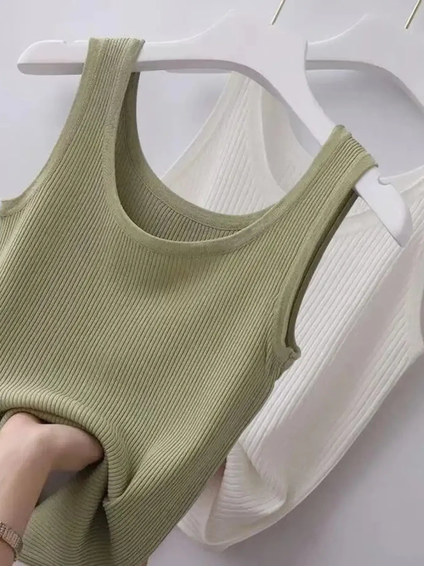 Plus Size Ribbed Knit Scoop Neck Tank Top - SuzRevera