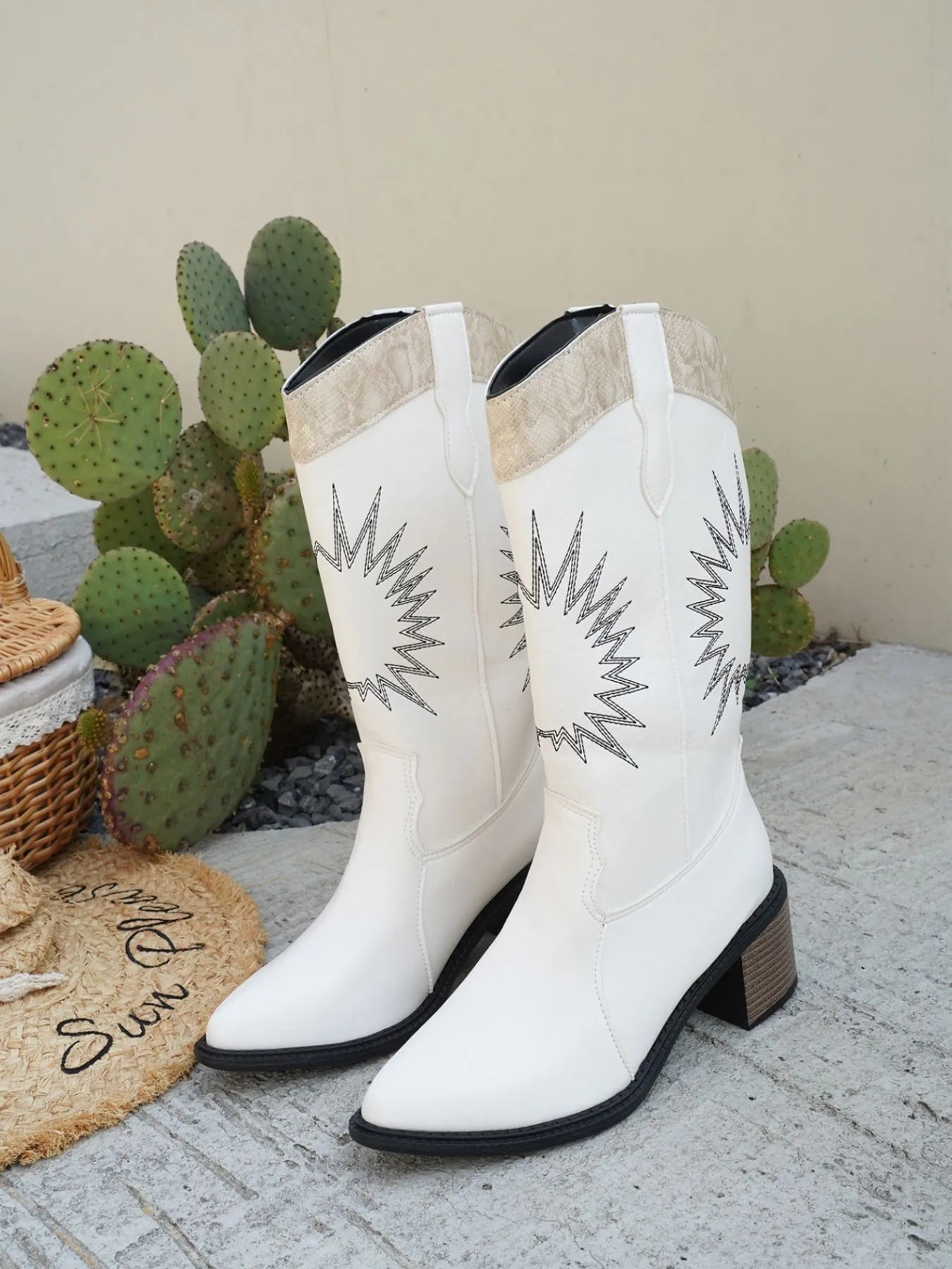 Point Toe Block Heels Boots - SuzRevera