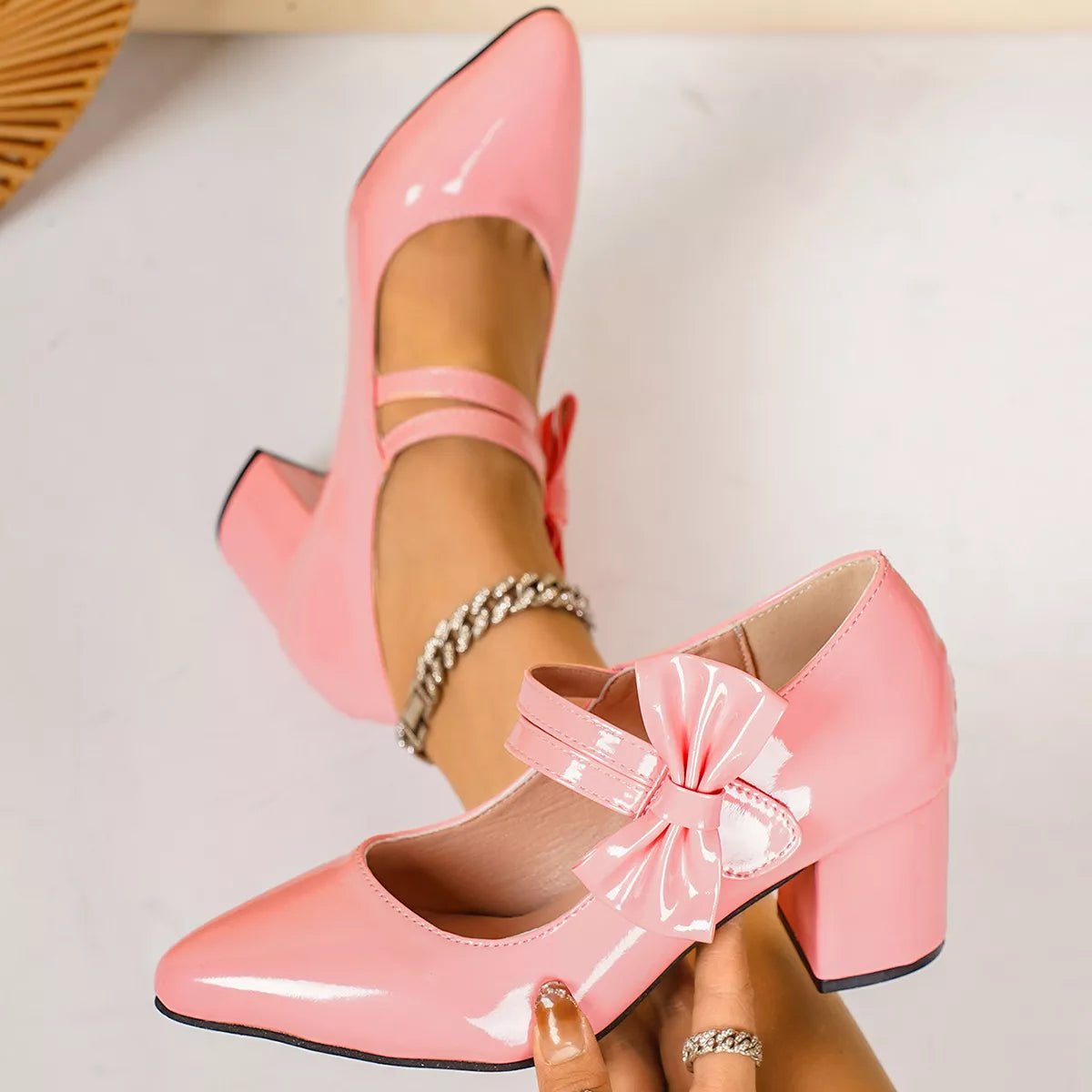 Point Toe Block Heels Pumps - SuzRevera