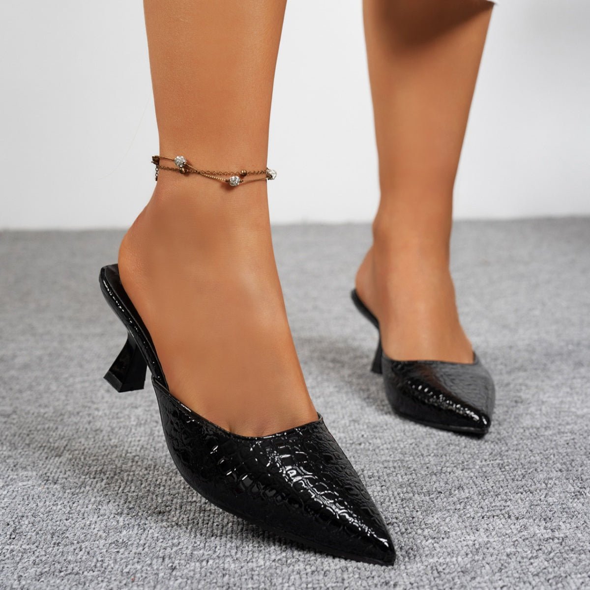 Point Toe Flare Heels Sandals - SuzRevera