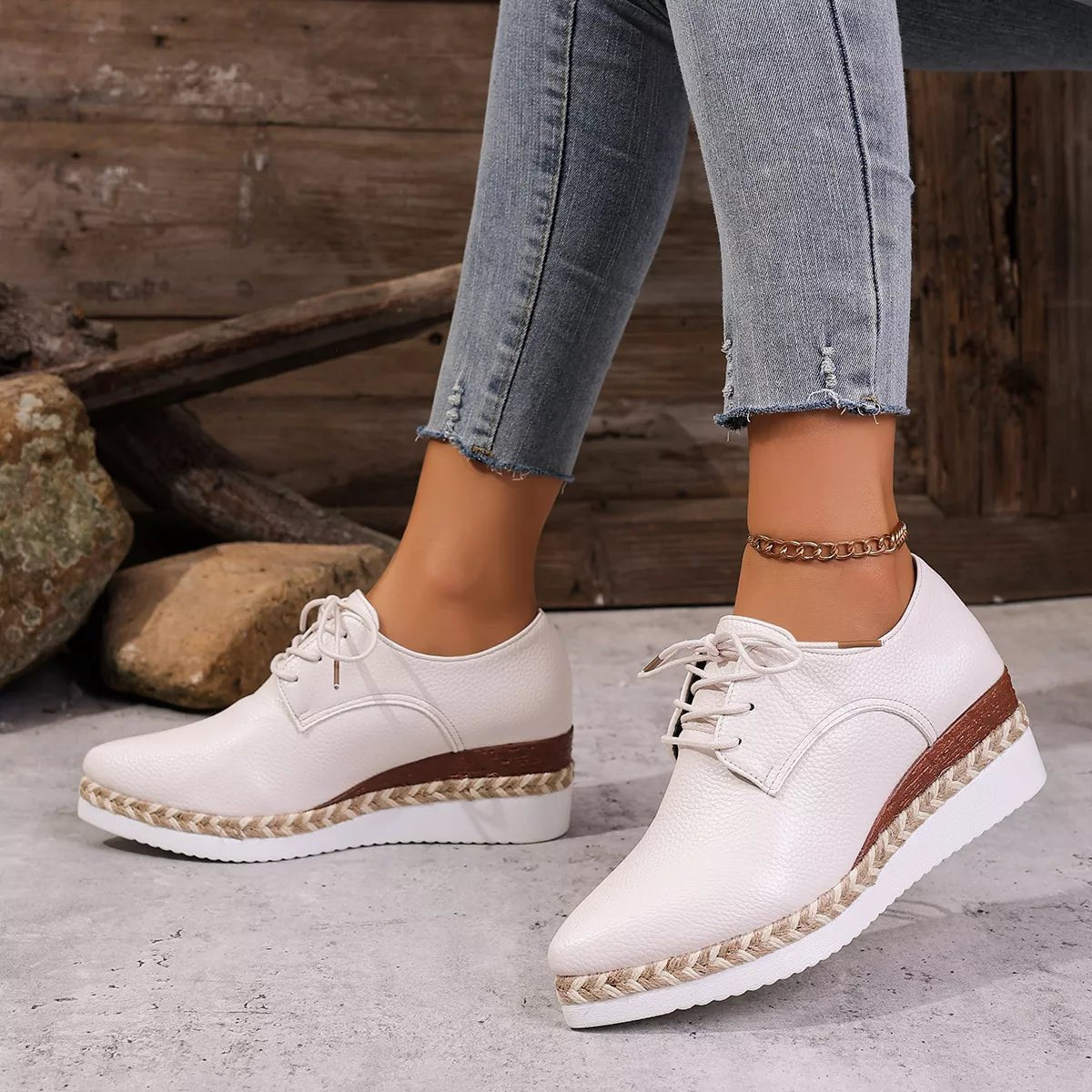Point Toe Lace Up Sneakers - SuzRevera