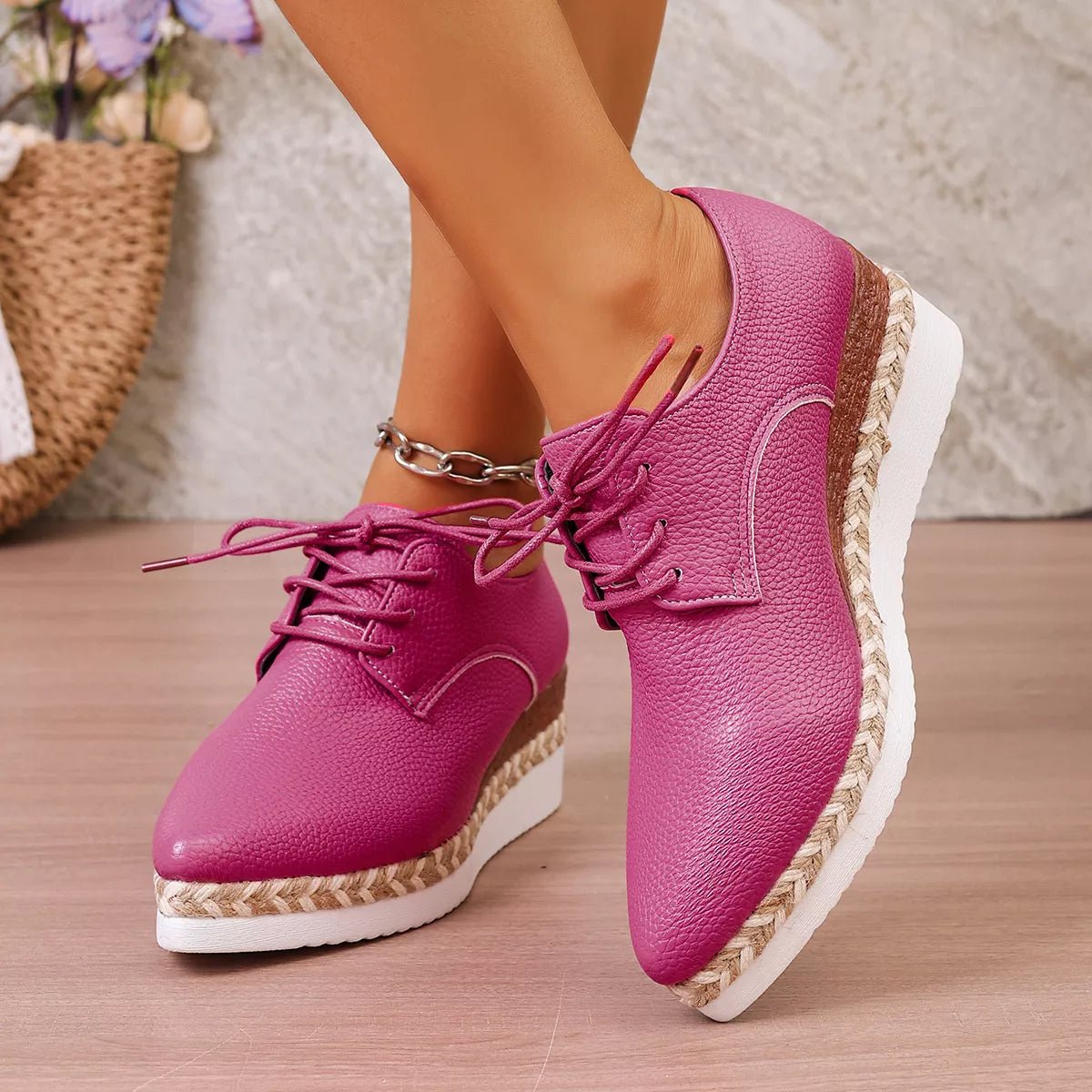 Point Toe Lace Up Sneakers - SuzRevera