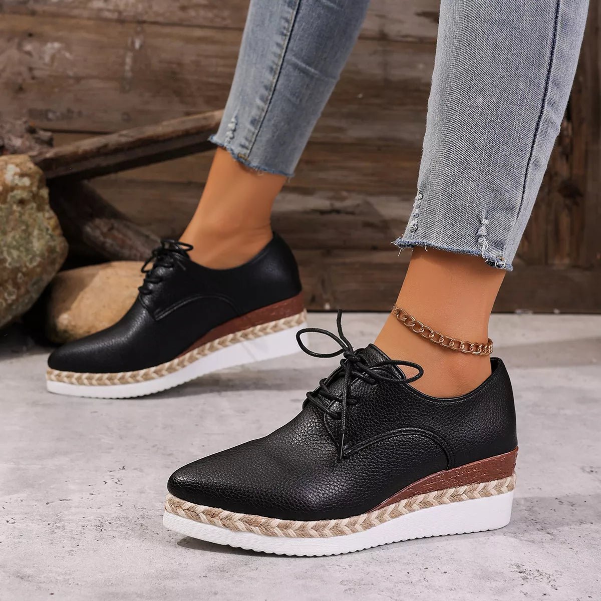 Point Toe Lace Up Sneakers - SuzRevera