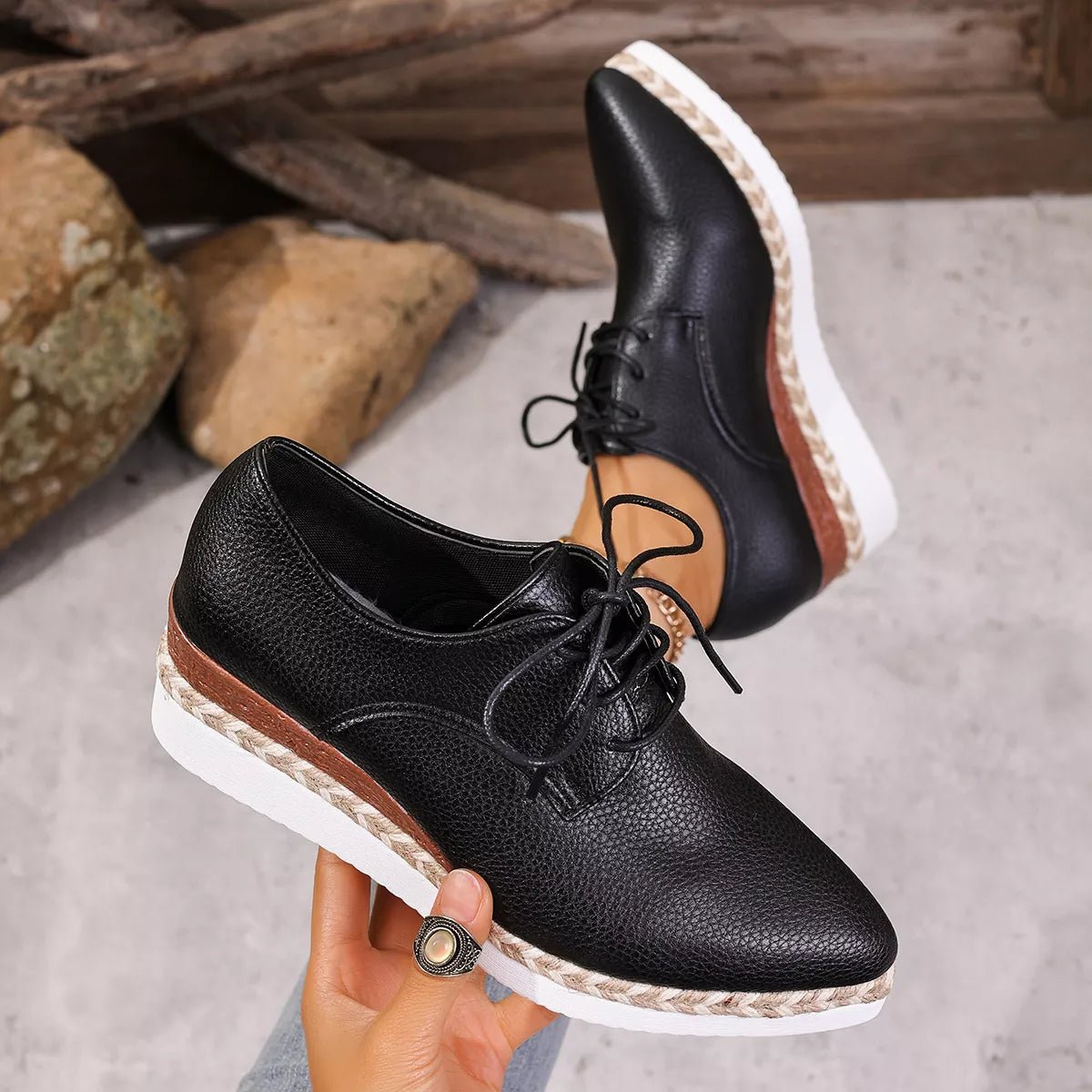 Point Toe Lace Up Sneakers - SuzRevera
