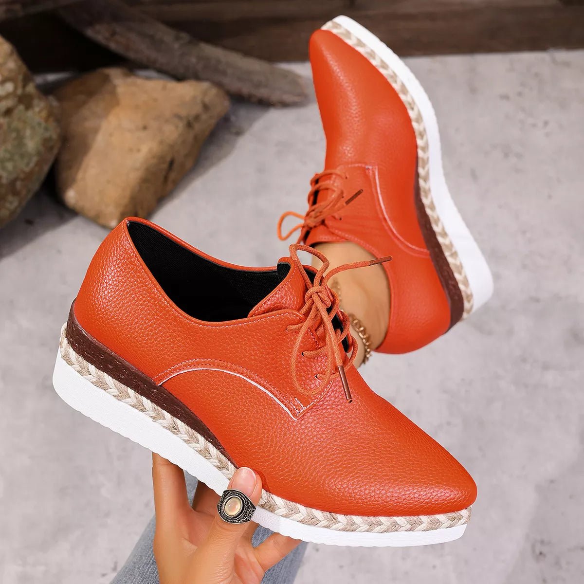 Point Toe Lace Up Sneakers - SuzRevera