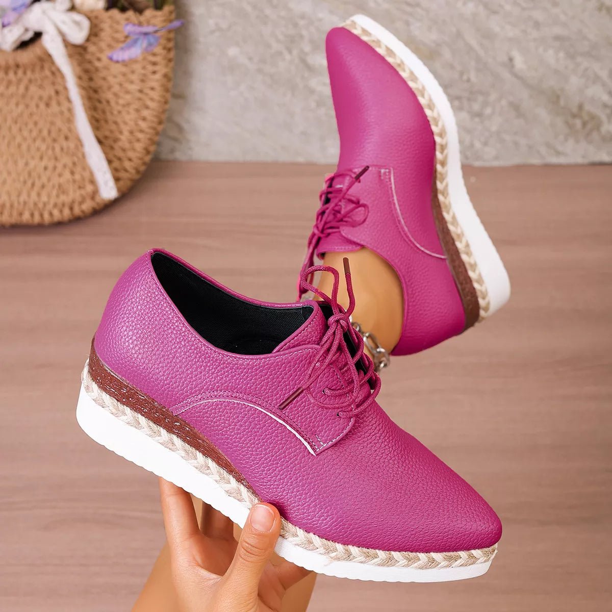 Point Toe Lace Up Sneakers - SuzRevera