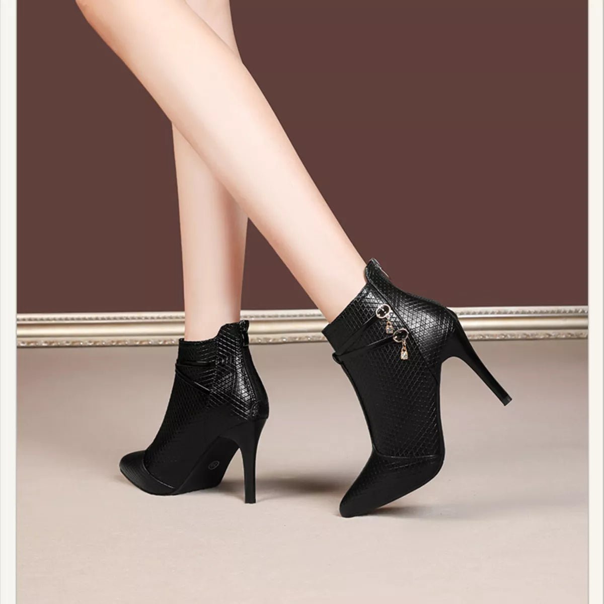 Pointed - Toe Stiletto Ankle Boots - SuzRevera