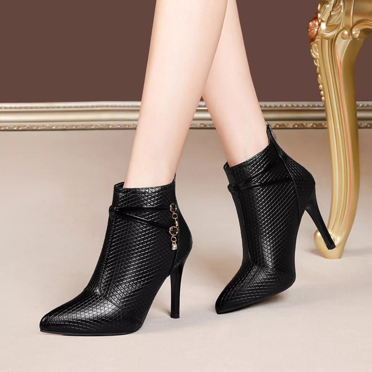 Pointed - Toe Stiletto Ankle Boots - SuzRevera