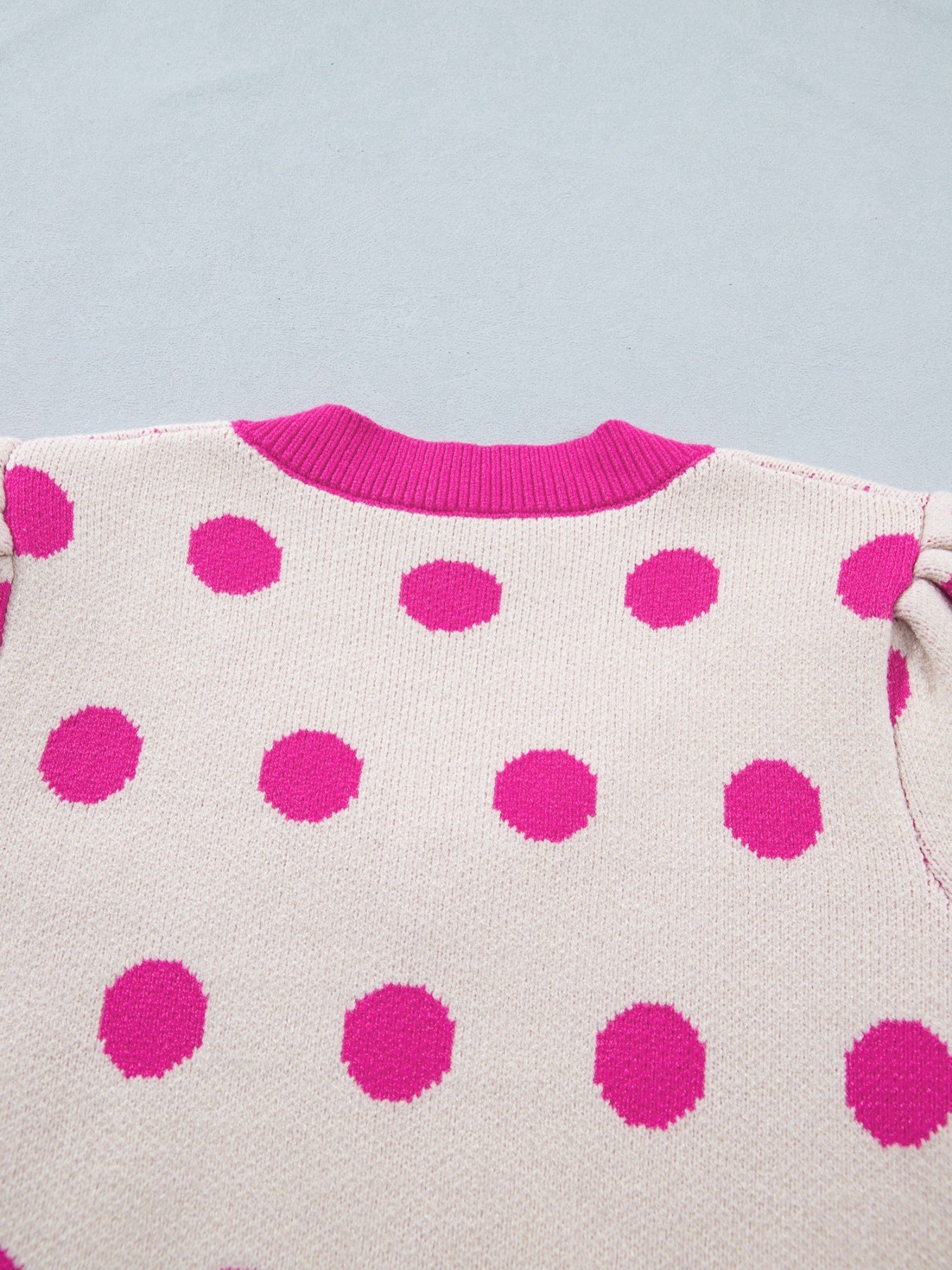 Polka Dot Puff Short Sleeve Sweater Top - SuzRevera
