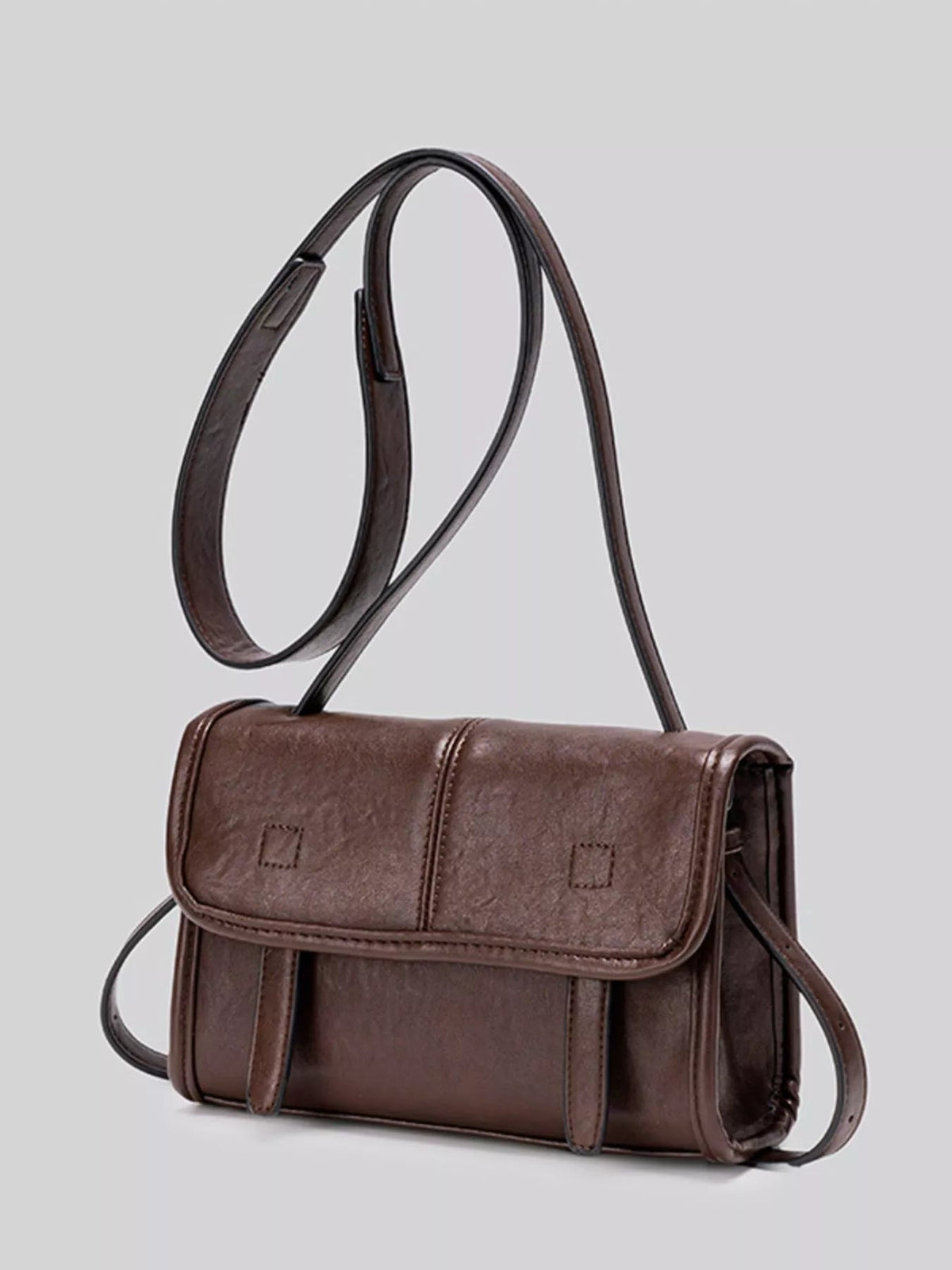 PU Leather Messenger Crossbody Bag with Flap Closure - SuzRevera